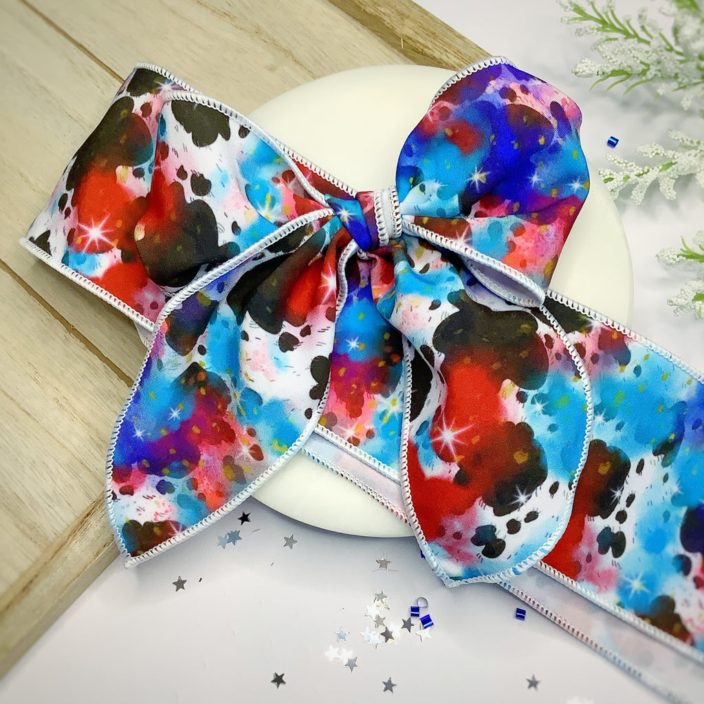 Patriotic Cow Print Quinn Scrunchie and Bow Collection
