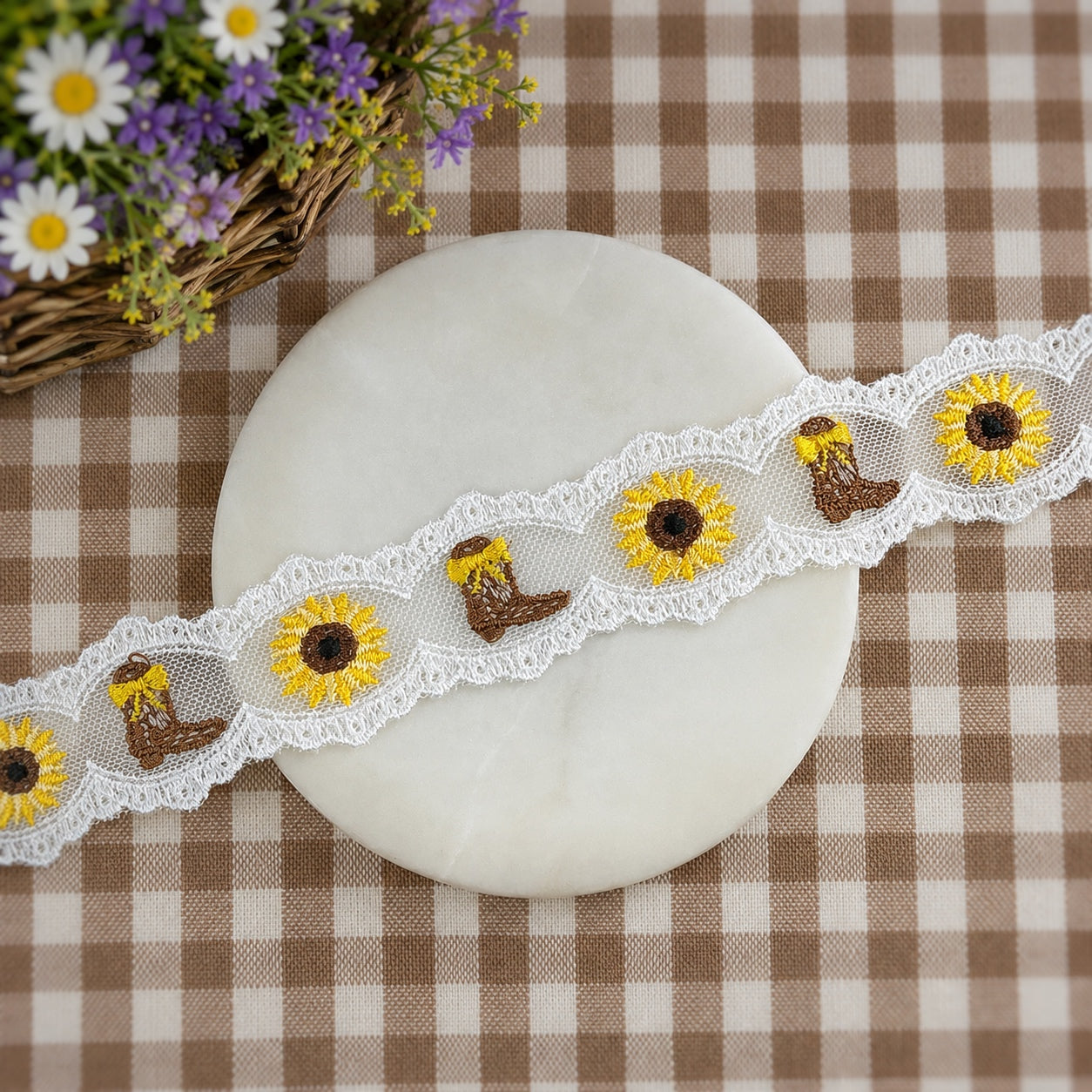 Sunflower Cowgirl Boots Bow Lace - RTS