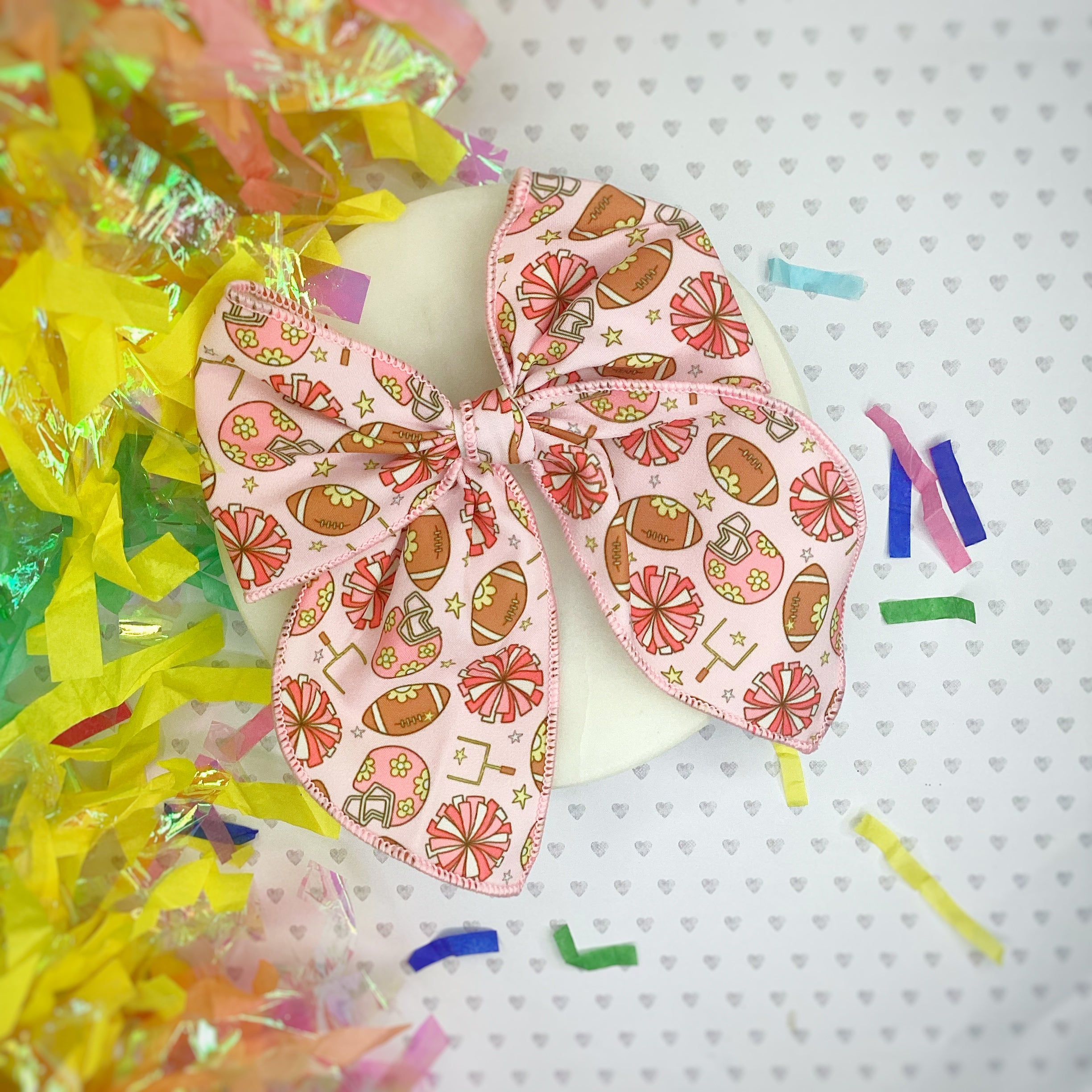 Cheering for Football Bow Strip, Headband and Scrunchie Collection