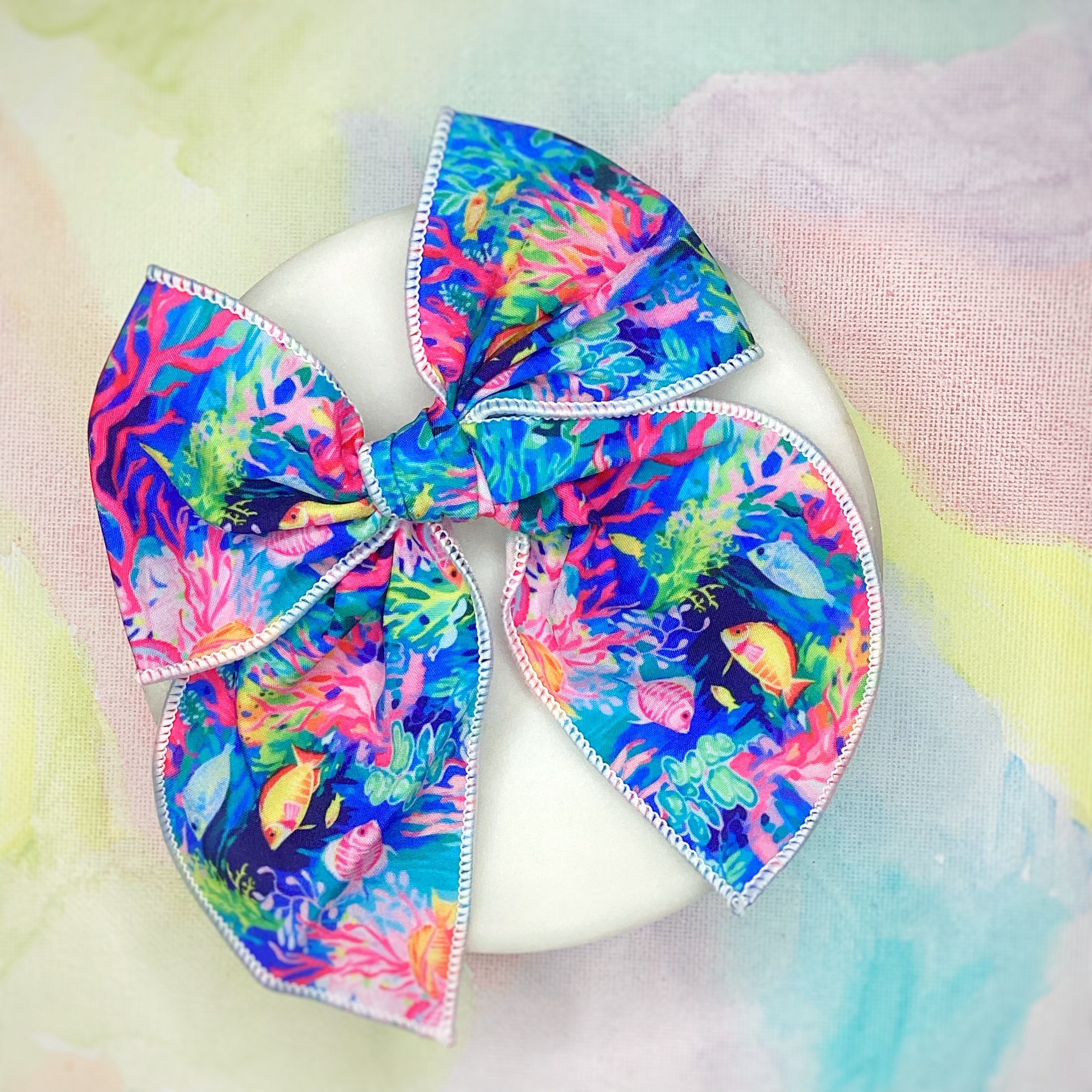 Tropical Designer Fish Bow Strip, Baby Headwrap, Headband and Scrunchie Collection
