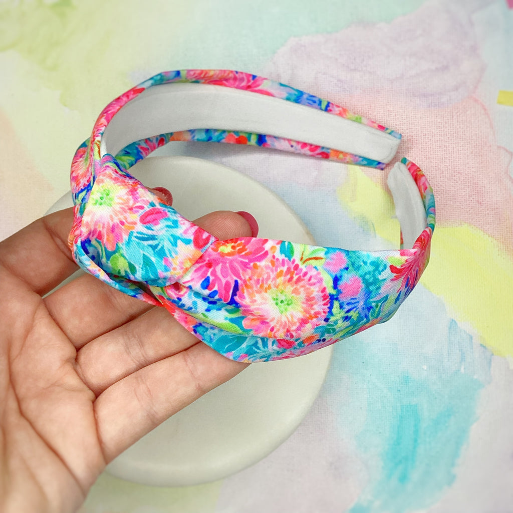 Designer Bright Flowers Quinn Scrunchie, Headband and Bow Collection