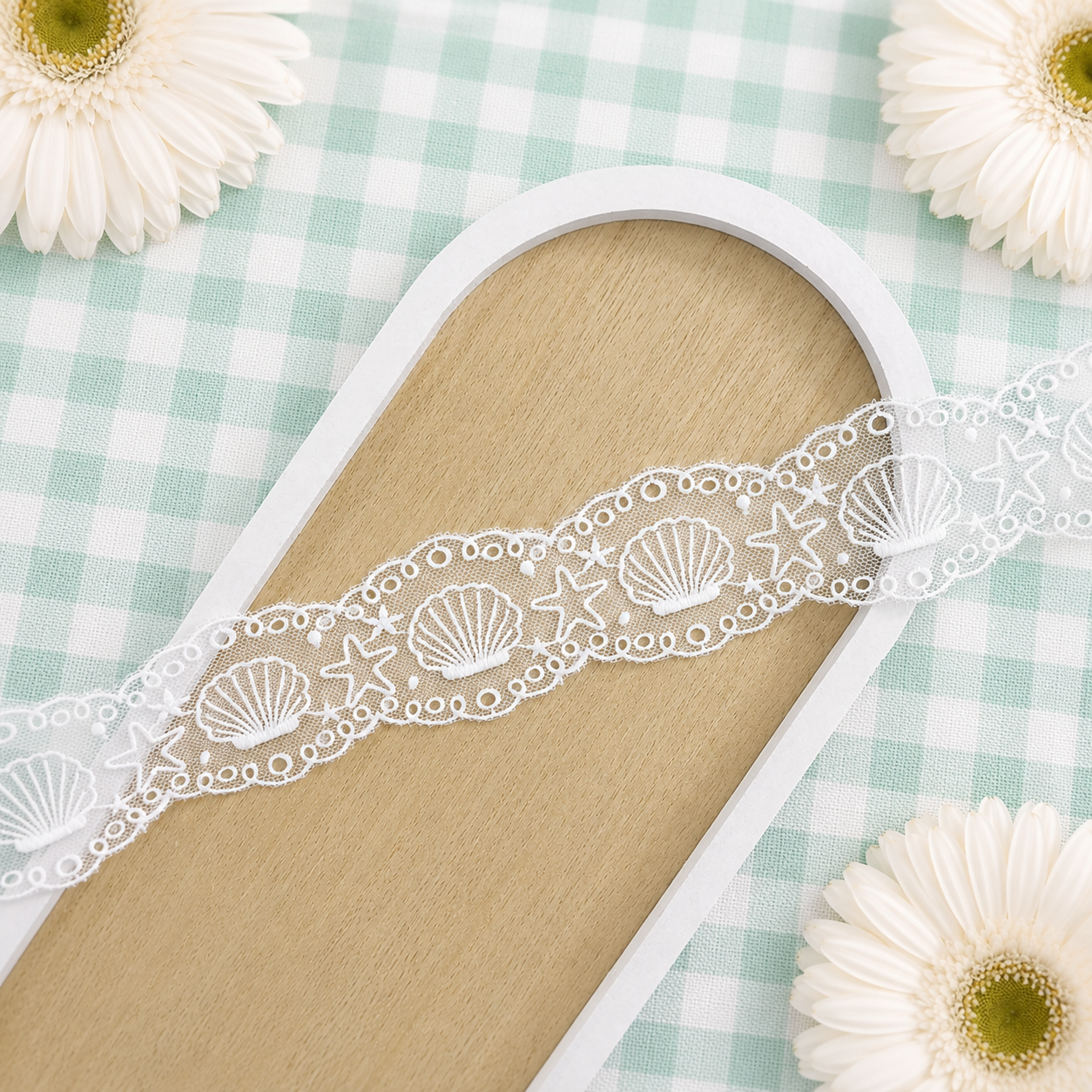 Custom Shell and Starfish Girl Lace Trim- RTS