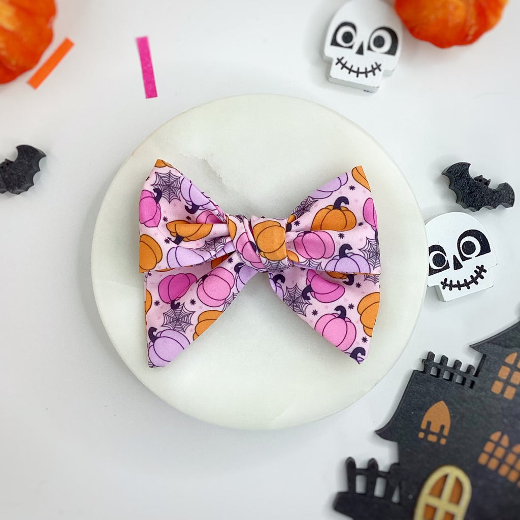 Cutesy Pink Pumpkins Scrunchie, Headband and Bow Collection