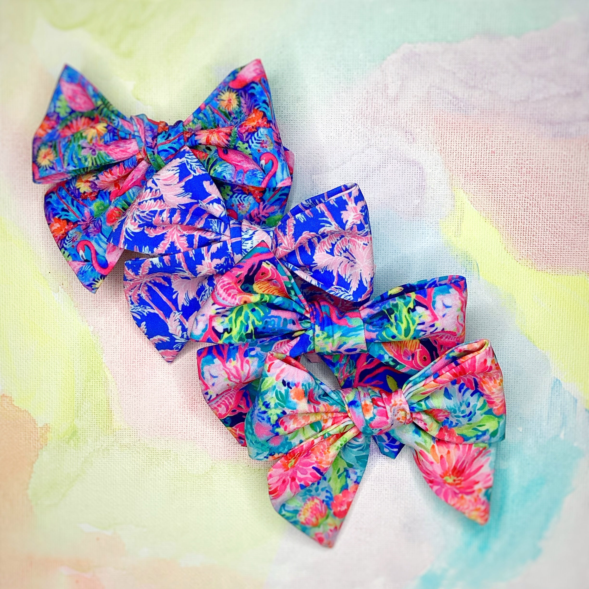 Tropical Designer Fish Bow Strip, Baby Headwrap, Headband and Scrunchie Collection