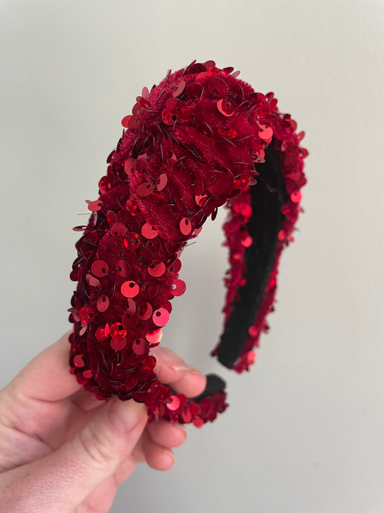 Velvet Sequin Knot Top Headband Collection