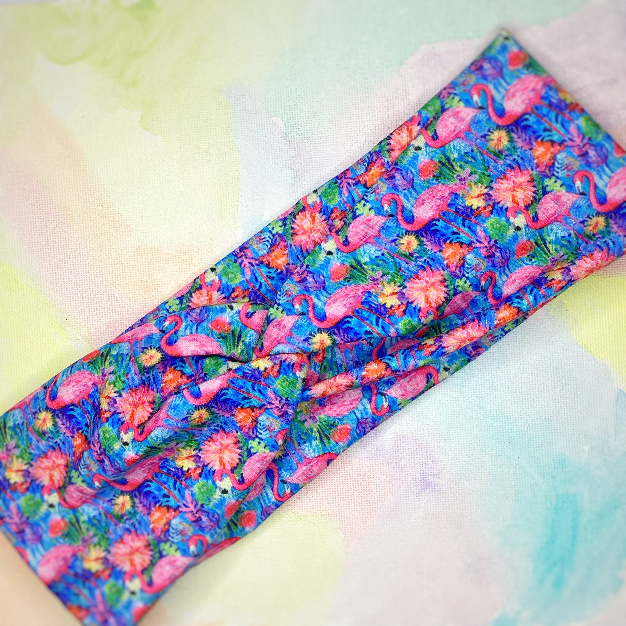 Colorful Flamingos Bow Strip, Headband, Baby Headwrap and Scrunchie Collection