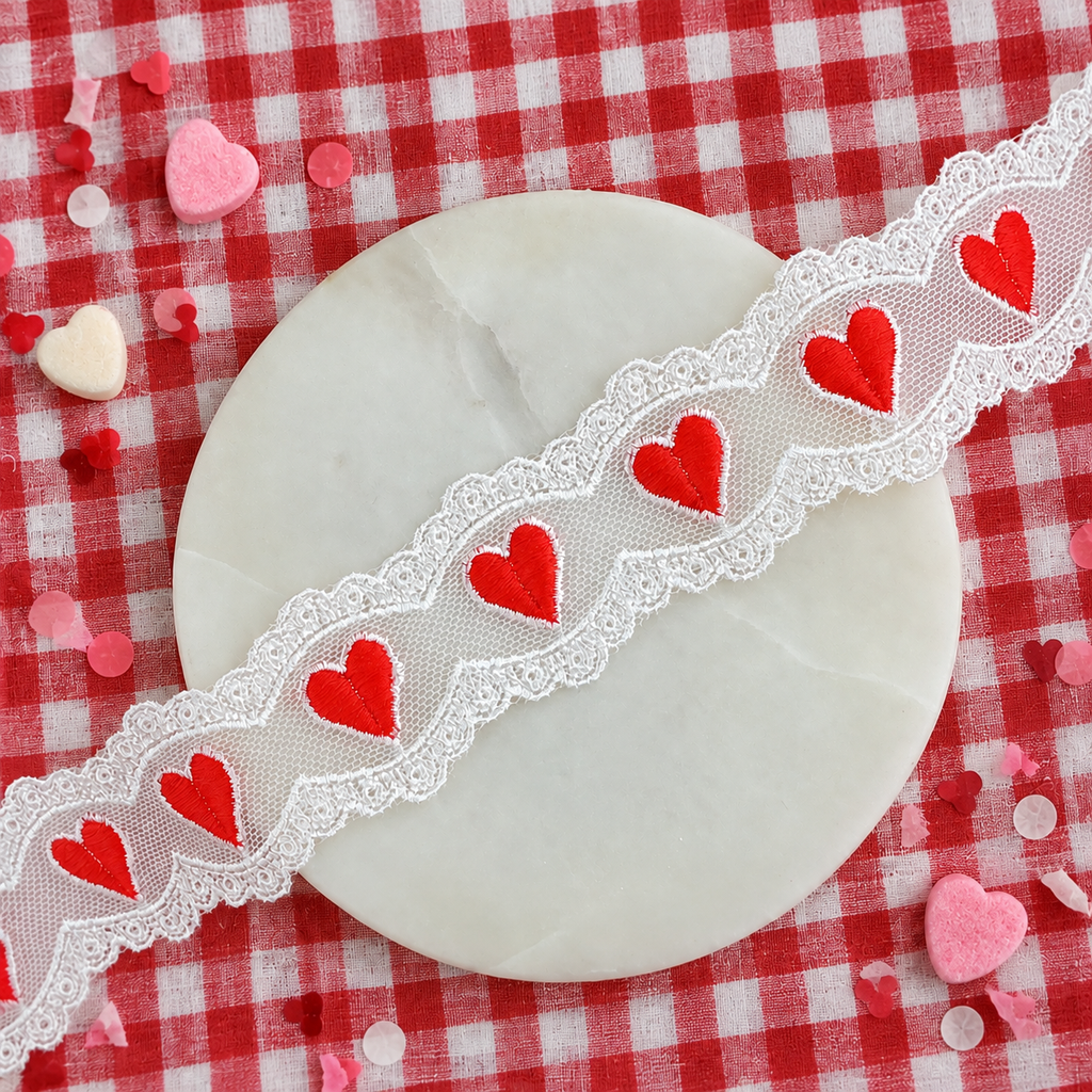 Valentine Heart Silk Touch Bow Lace - RTS