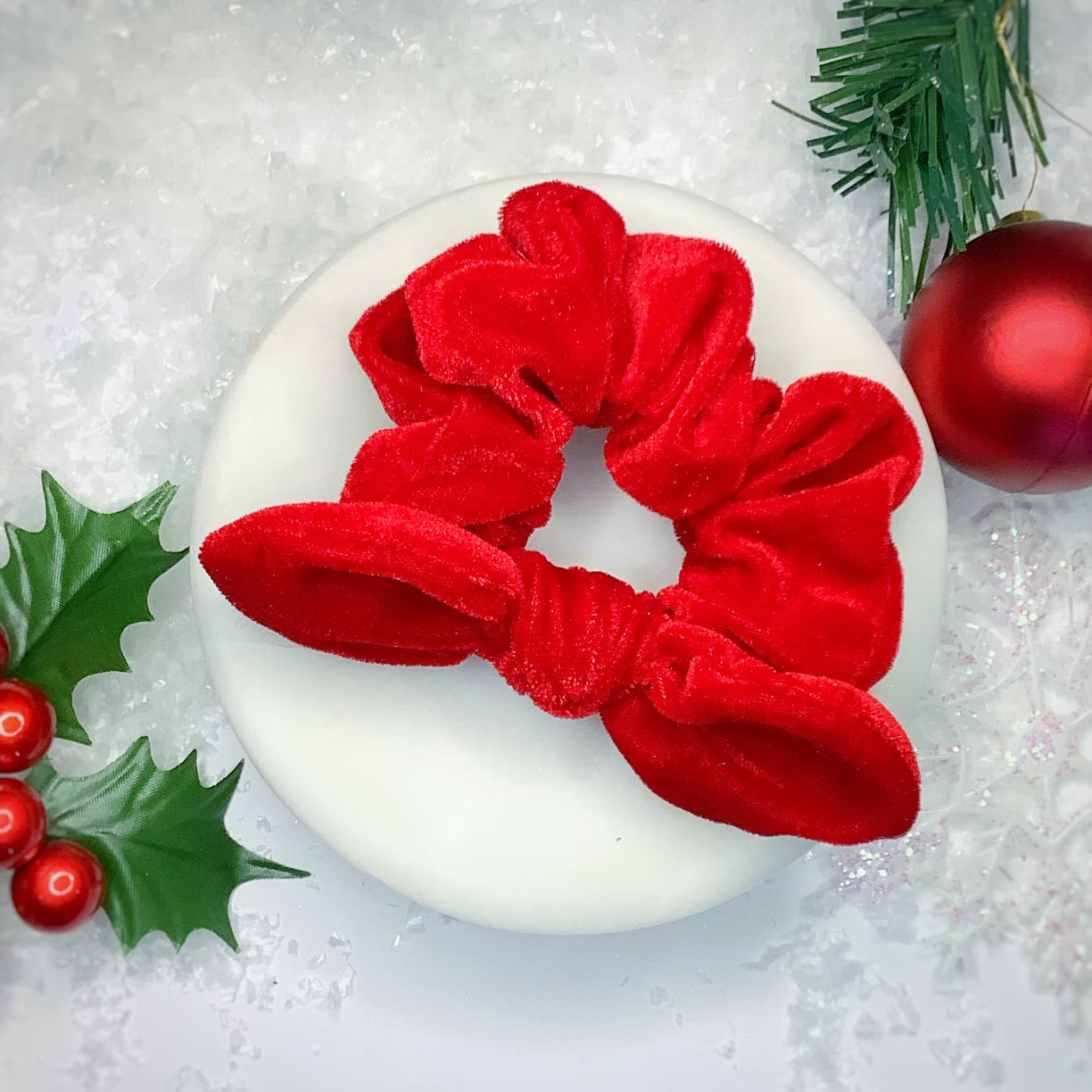 Christmas Velvet Bow Strip and Scrunchie Collection