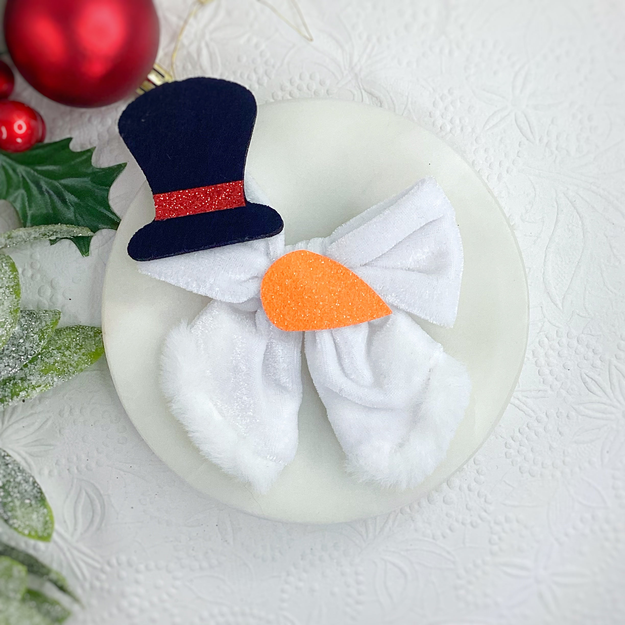 Snowman Pre-Tied Bow Strip