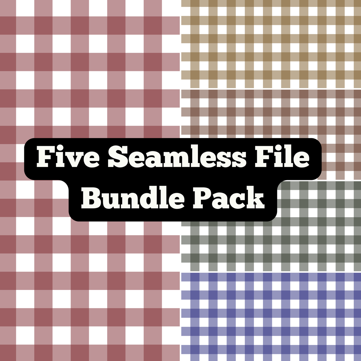 Dark Earthy Gingham Basics | 5- Piece Bundle Pack Seamless Pattern