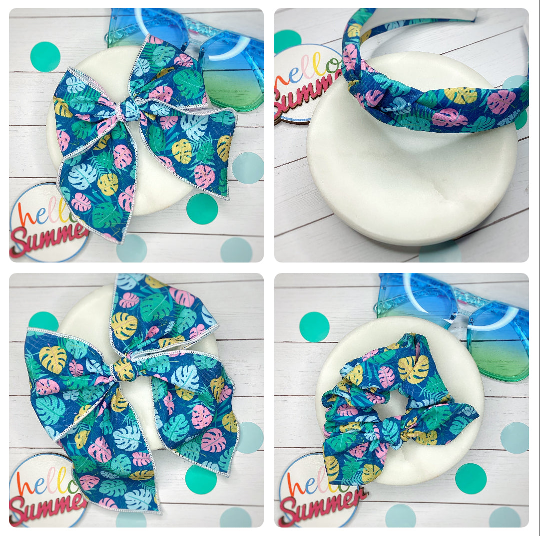 Tiki Lounge Bow Strip, Headband and Scrunchie Collection