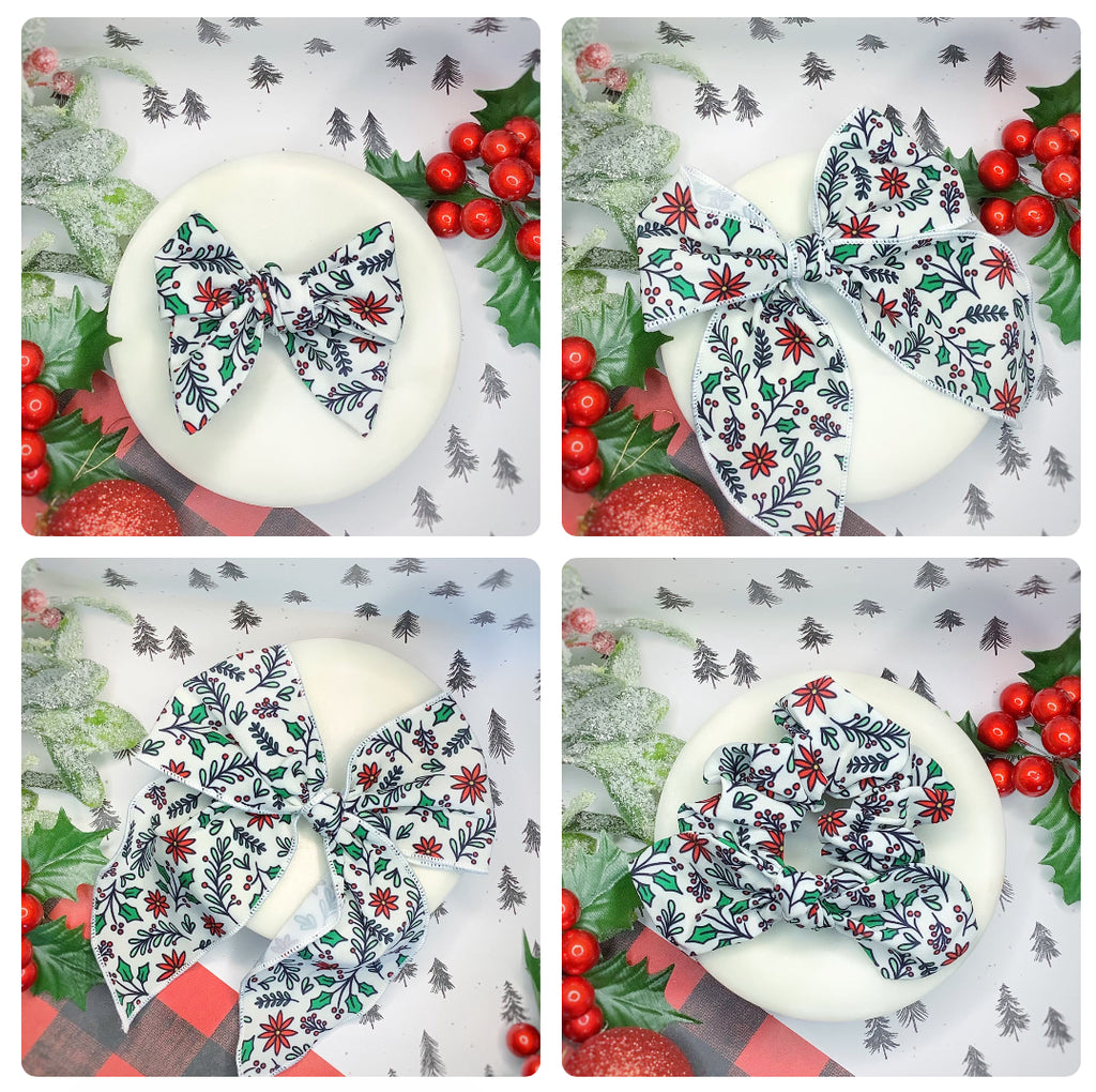 Boughs of Holly Bow Strip and Scrunchie Collection