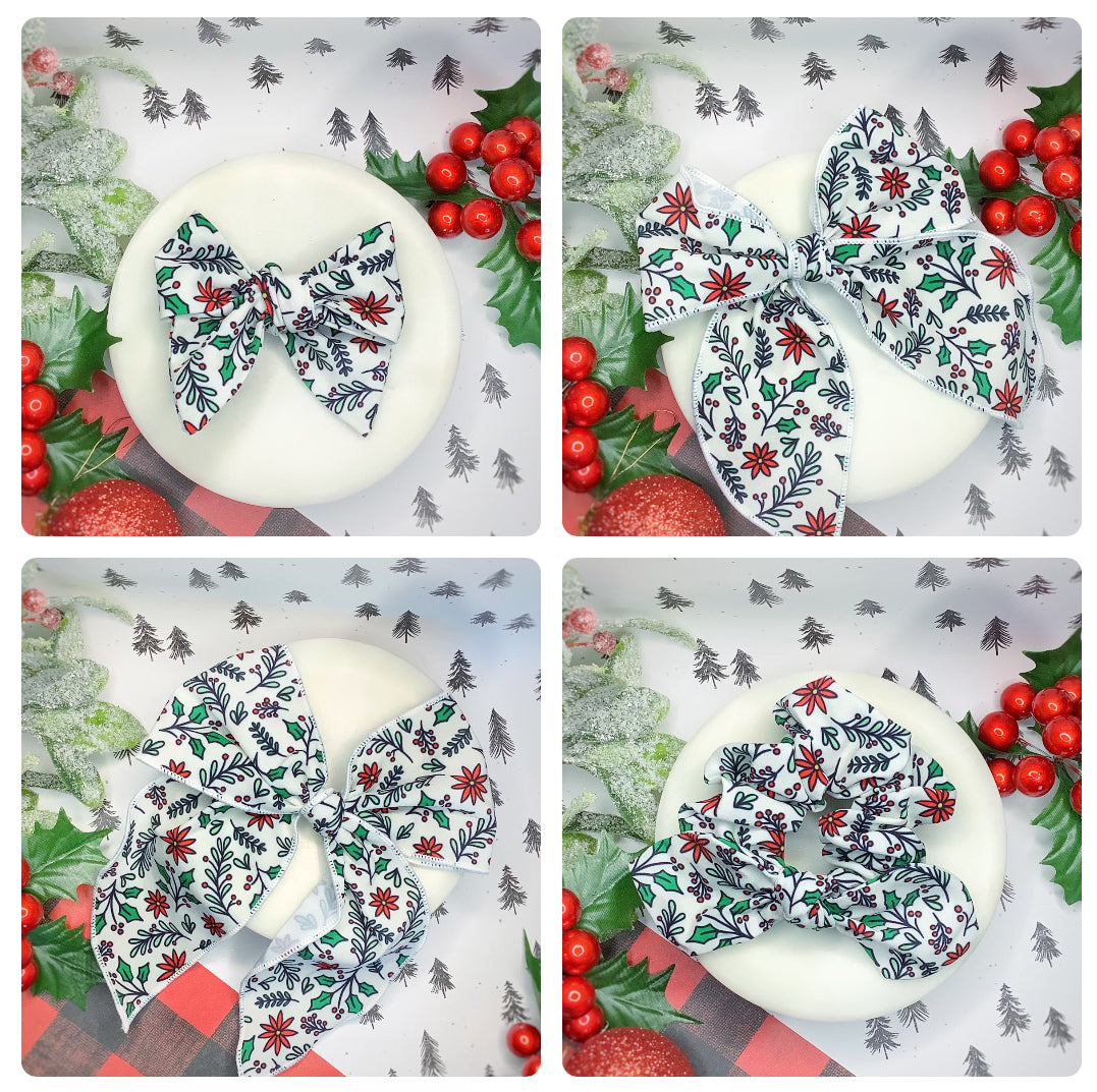 Boughs of Holly Bow Strip and Scrunchie Collection