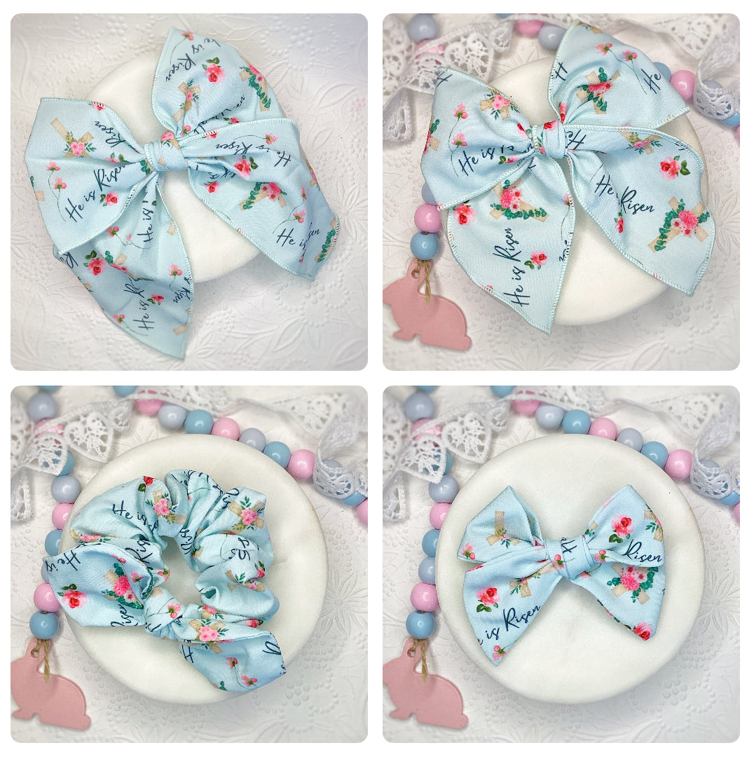 He Is Risen Bow Strip, Headband and Scrunchie Collection