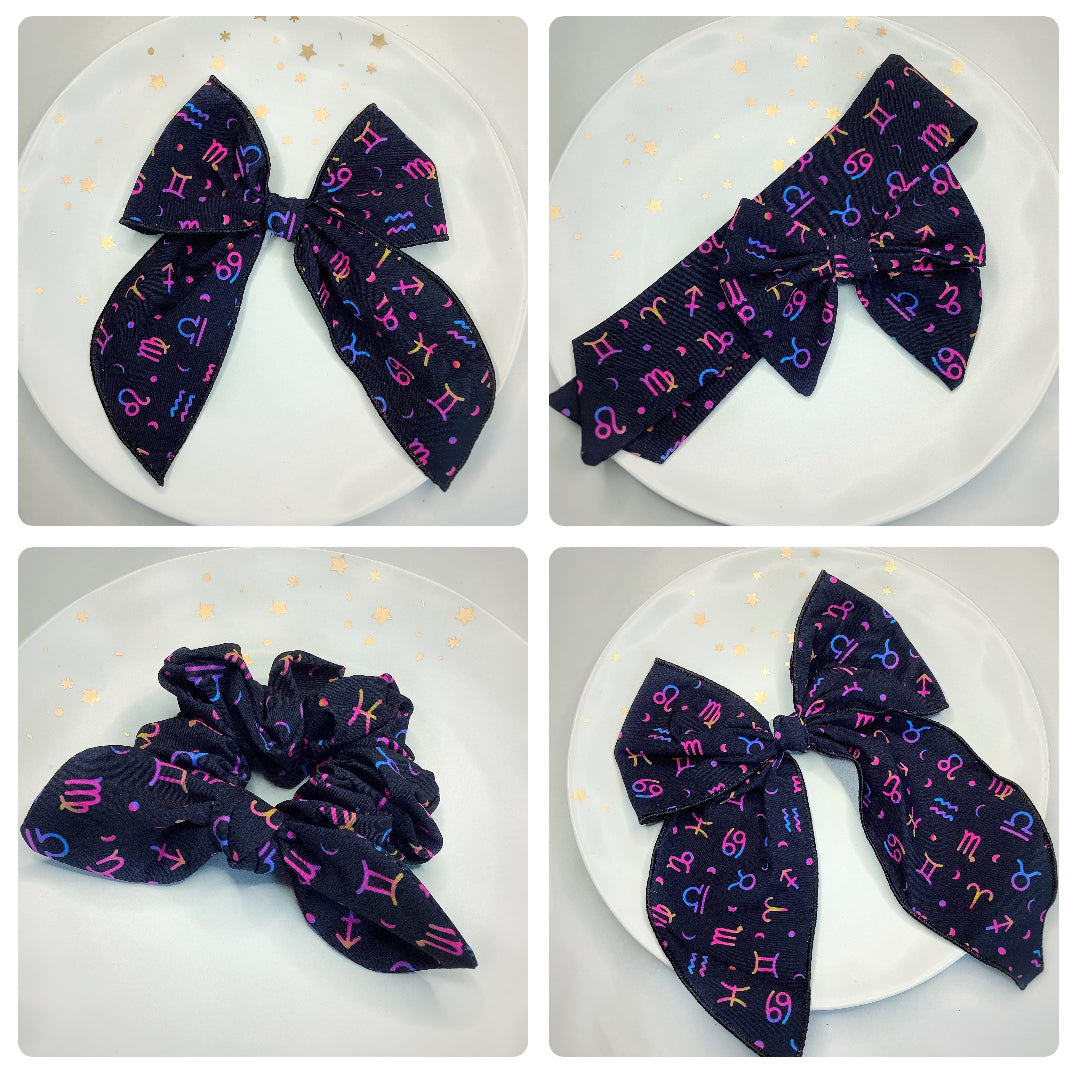 The Zodiac Bow Strip and Scrunchie Collection