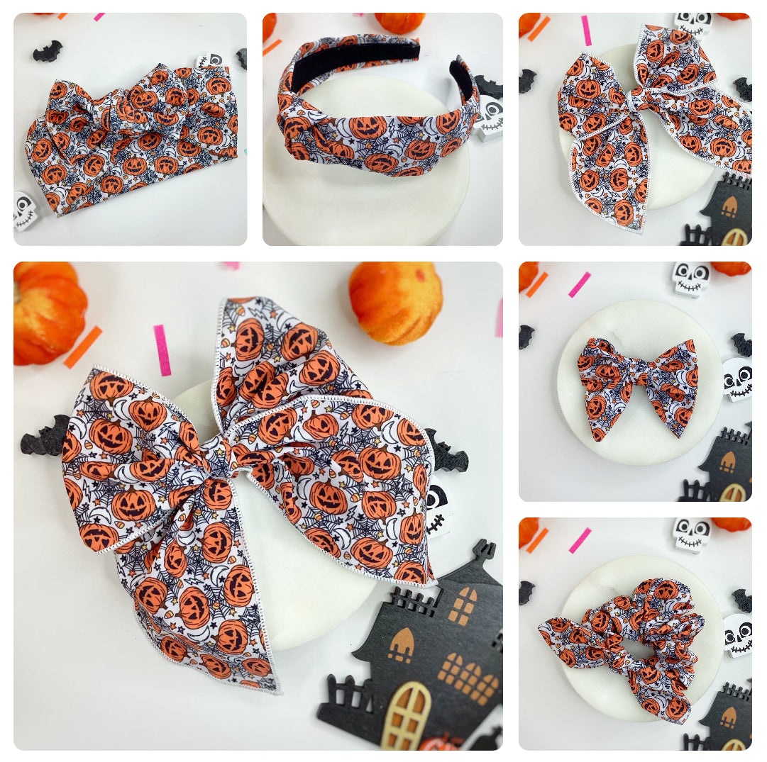 Hallows’ Eve Bow Strip, Headband, Baby Headwrap and Scrunchie Collection