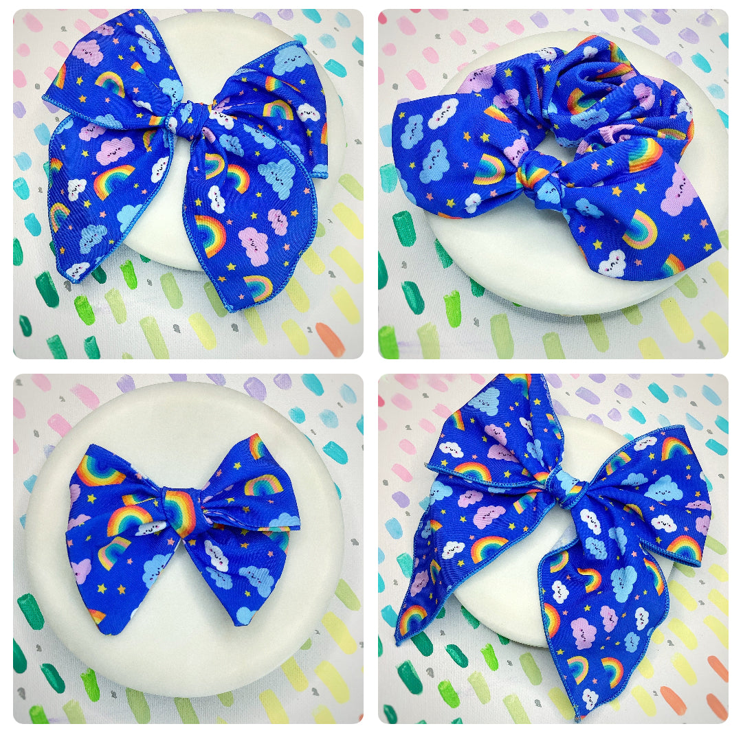 Happy Rainbows Bow Strip and Scrunchie Collection