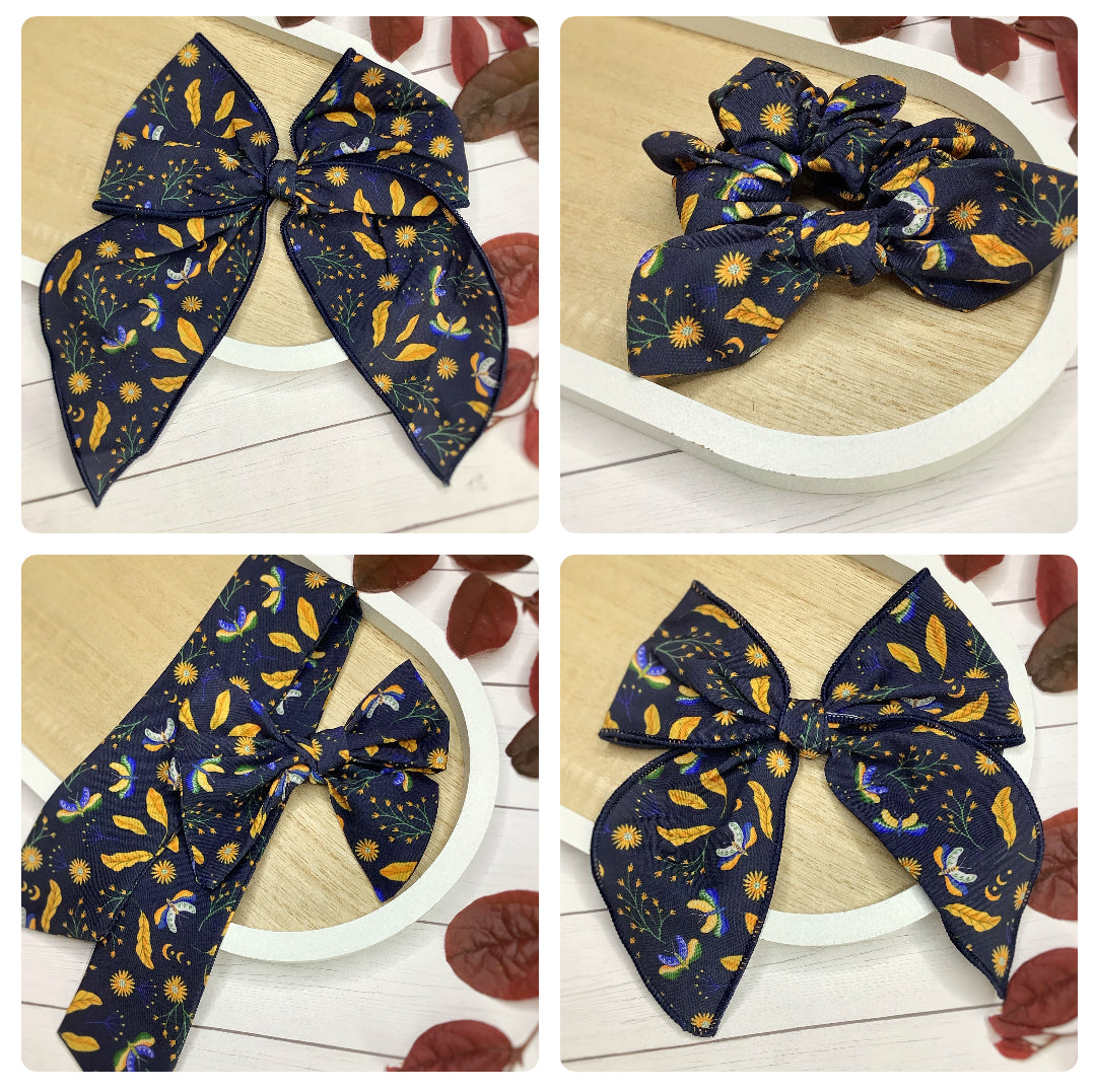 Nocturnal Gardens Bow Strip and Scrunchie Collection