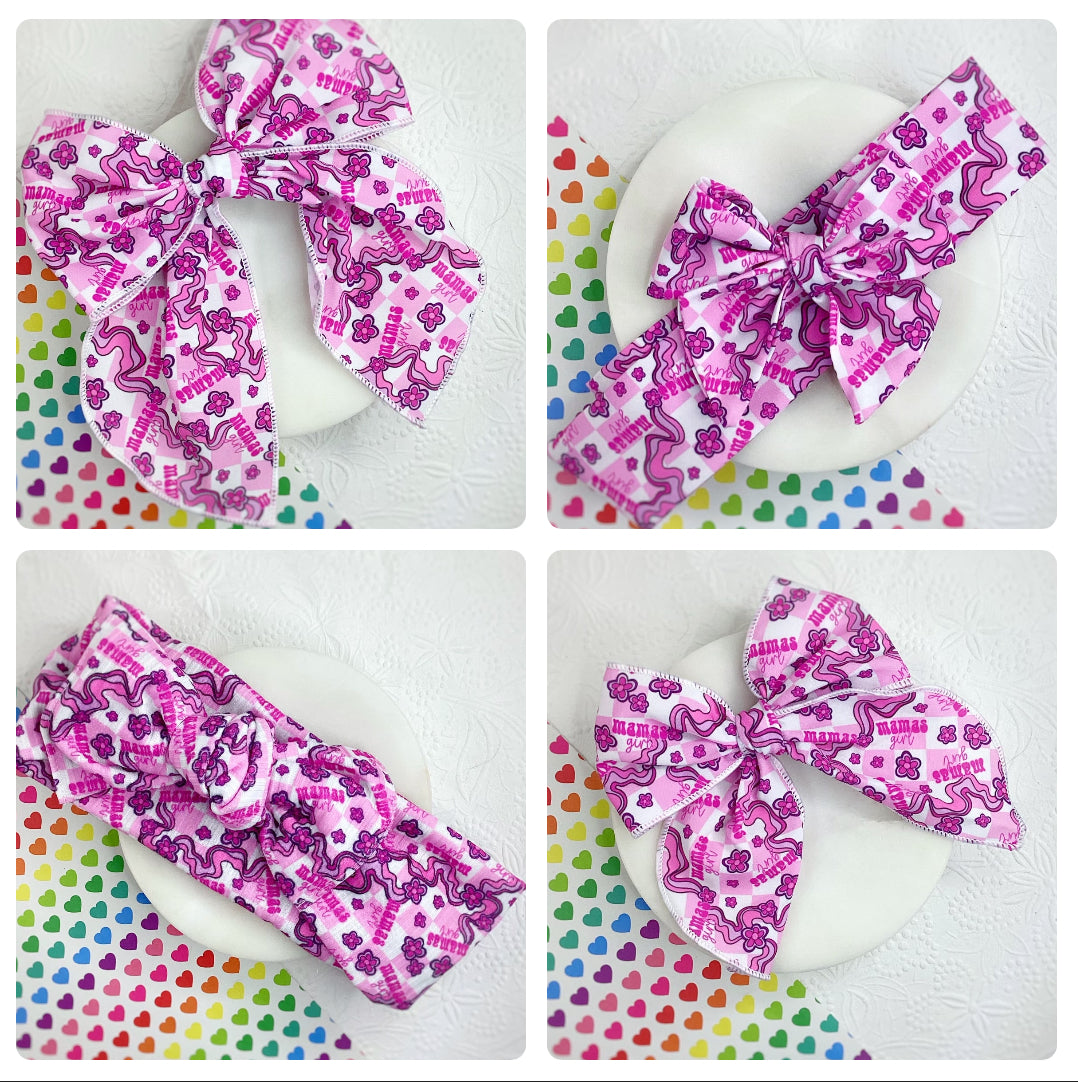Mama's Girl Bow Strip and Baby Headwrap Collection