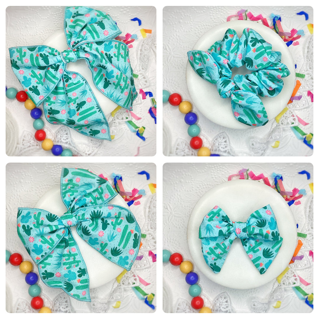 Prickly Cactus Bow Strip and Scrunchie Collection