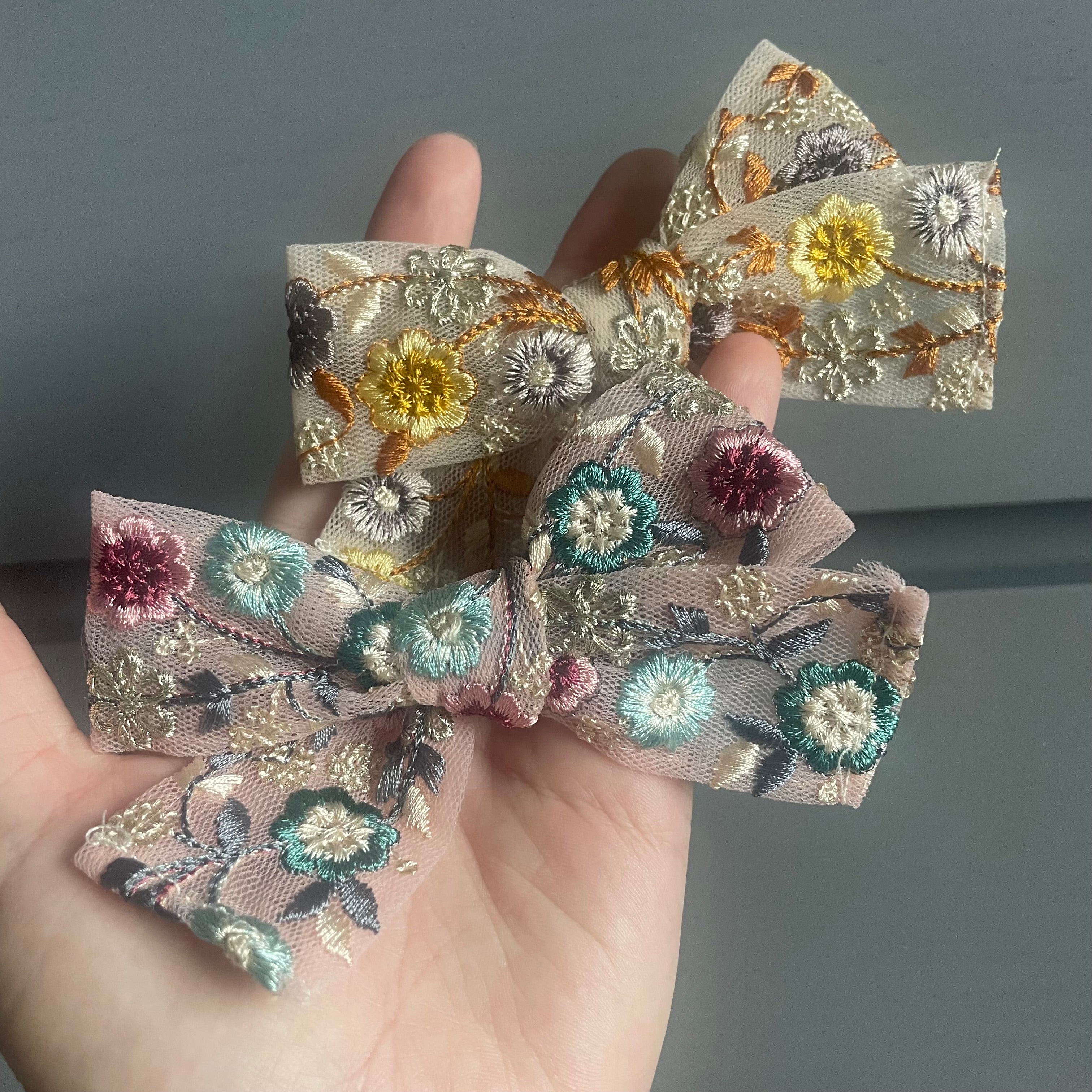 Embroidered Tulle Fall Floral Bows