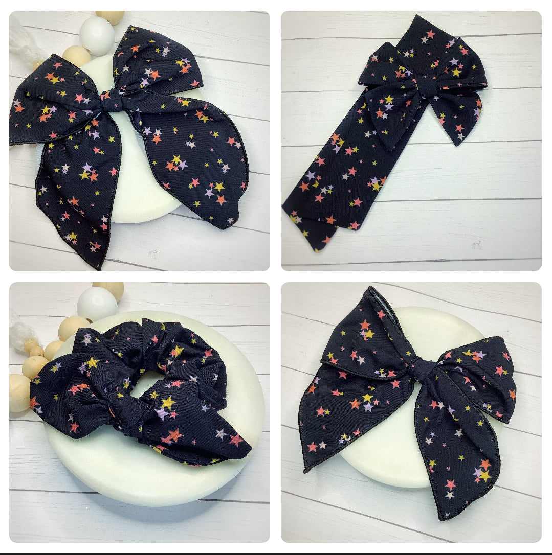 Rockstar Stars Bow Strip and Scrunchie Collection