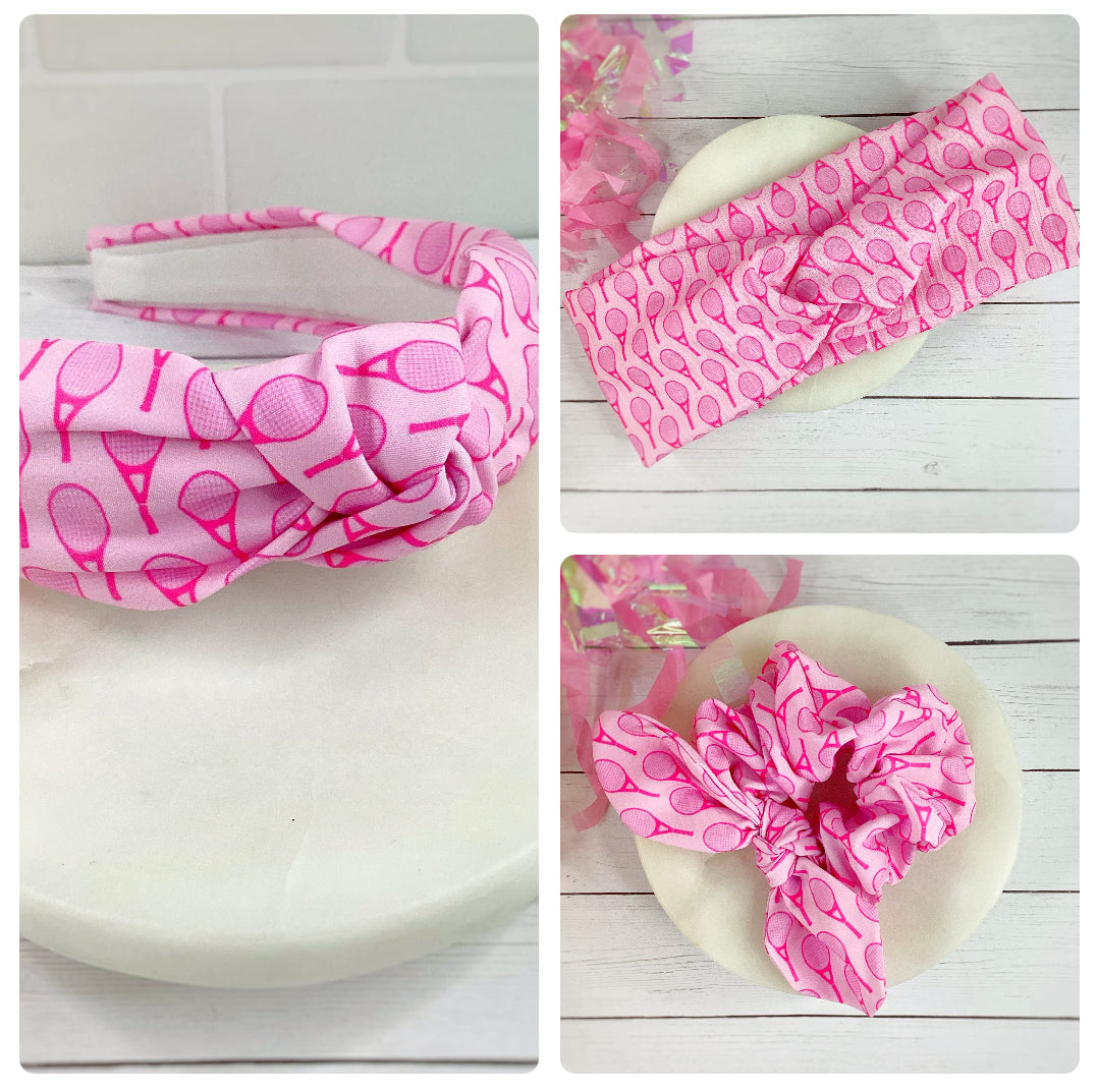 Pink Tennis Headband and Scrunchie Collection