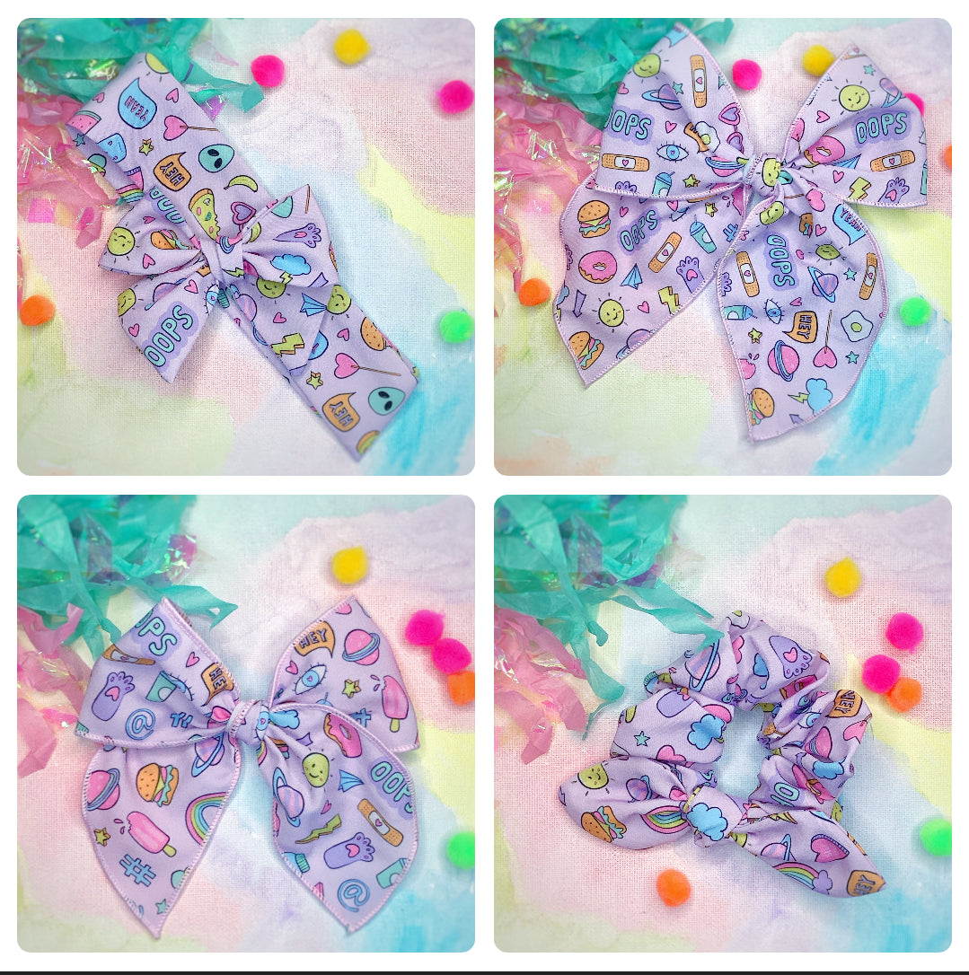 Funky Stickers Bow Strip and Scrunchie Collection
