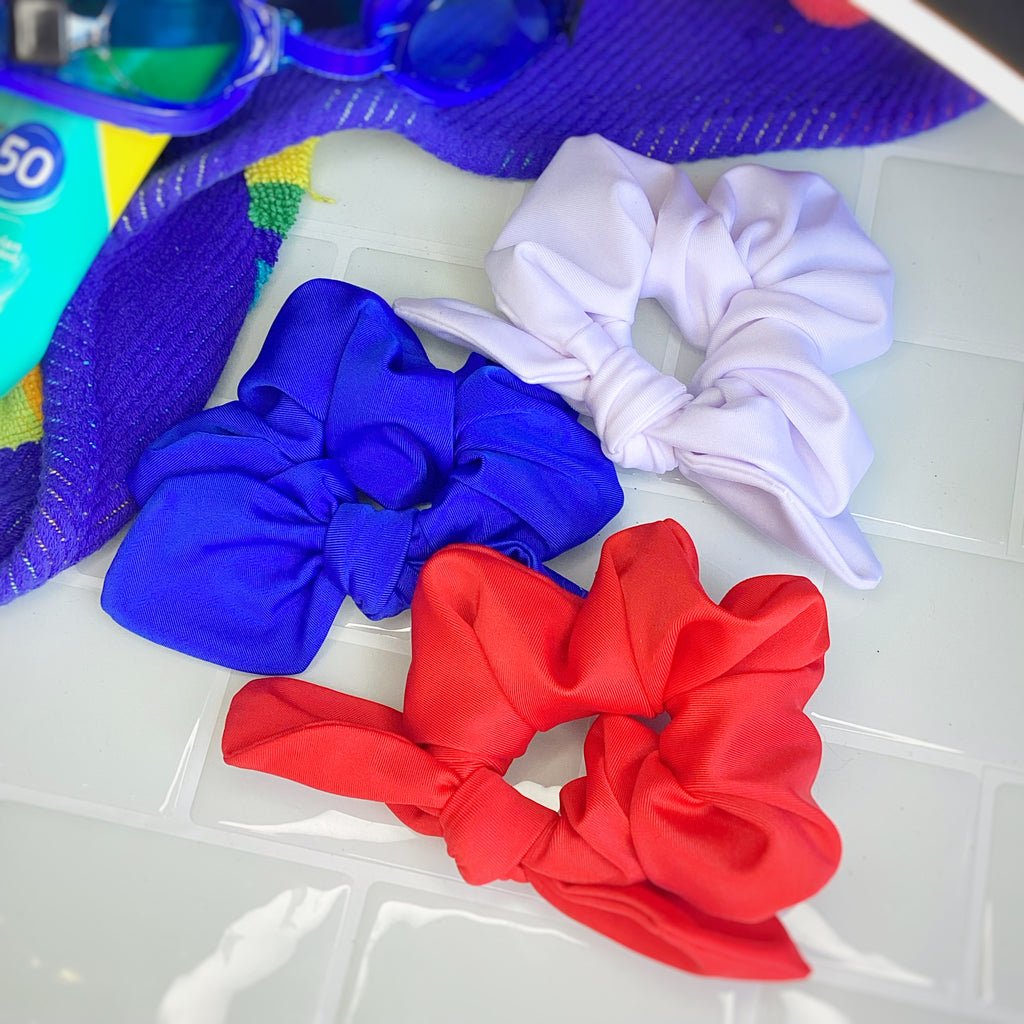 SWIM FABRIC Solids Quinn Scrunchie and Bow Collection