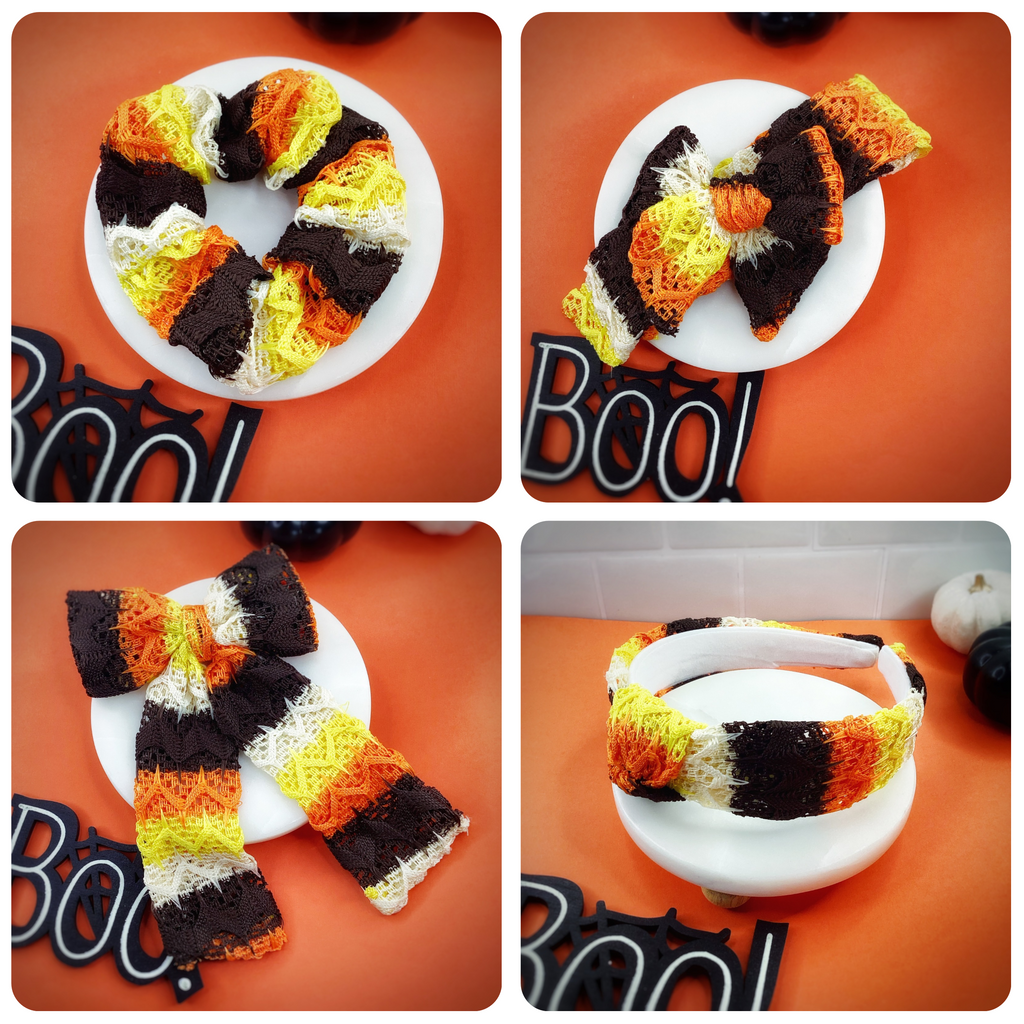 Halloween Knit Bow Strip, Headband and Scrunchie Collection