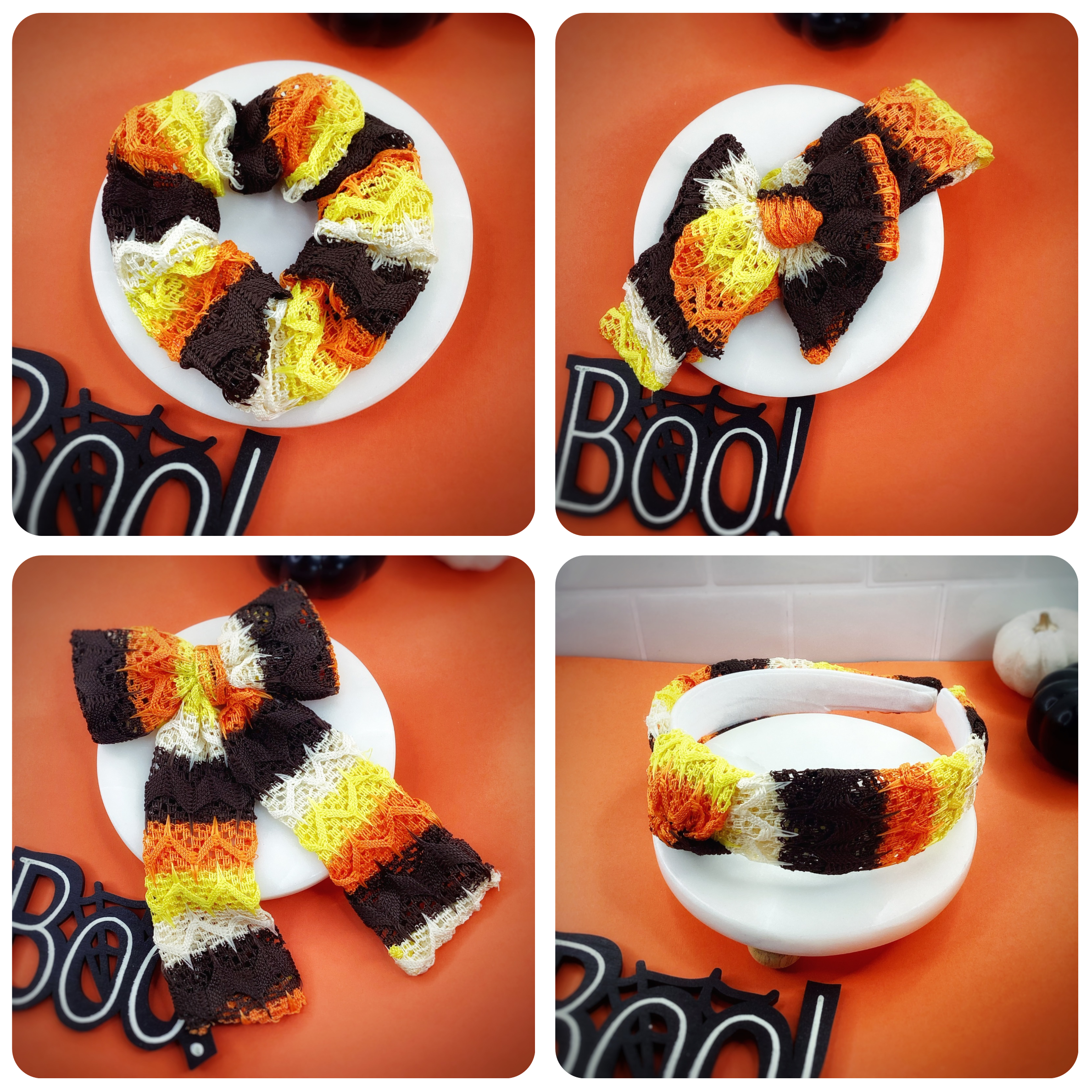 Halloween Knit Bow Strip, Headband and Scrunchie Collection