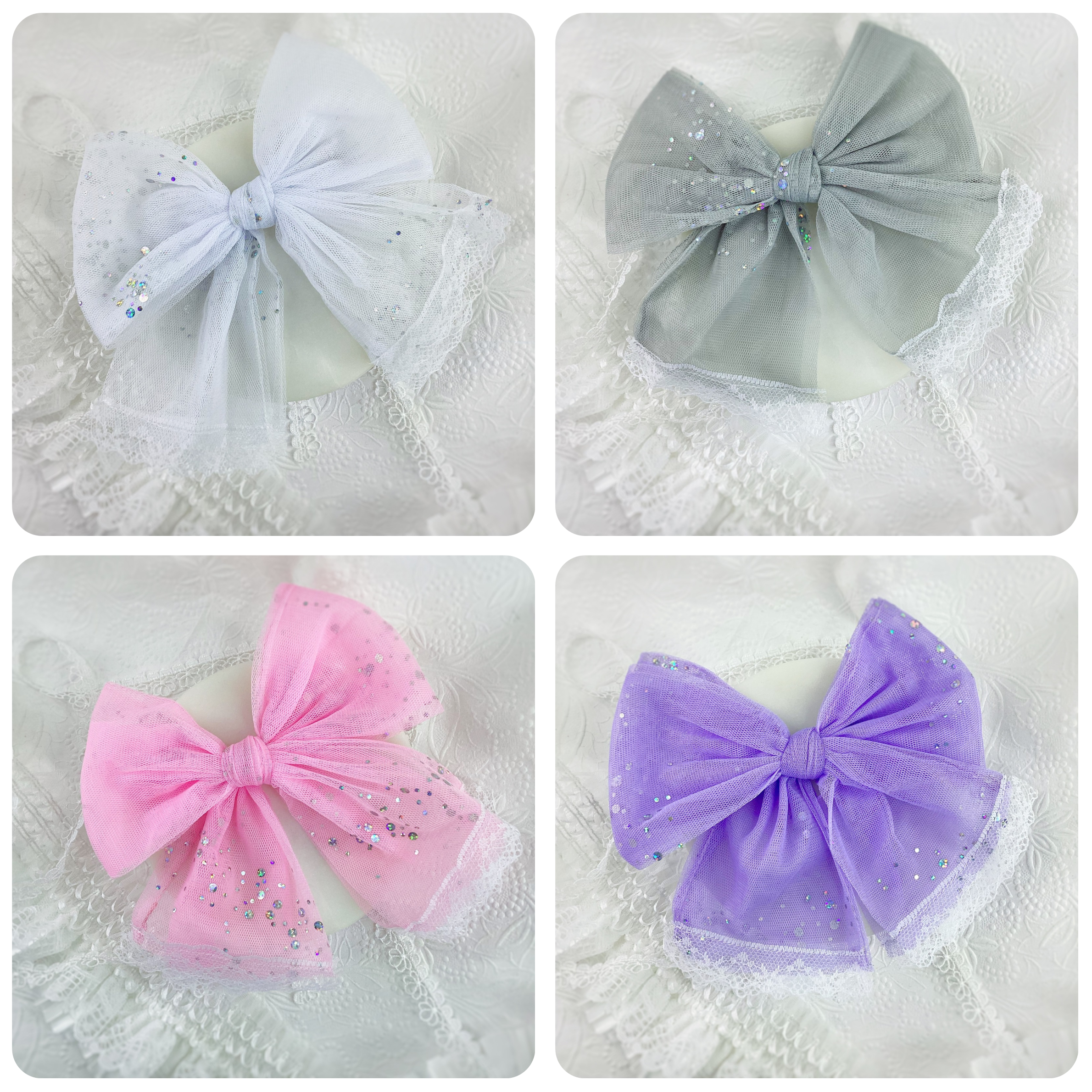 Sparkle Swirl Fluffy Tulle Bow Collection