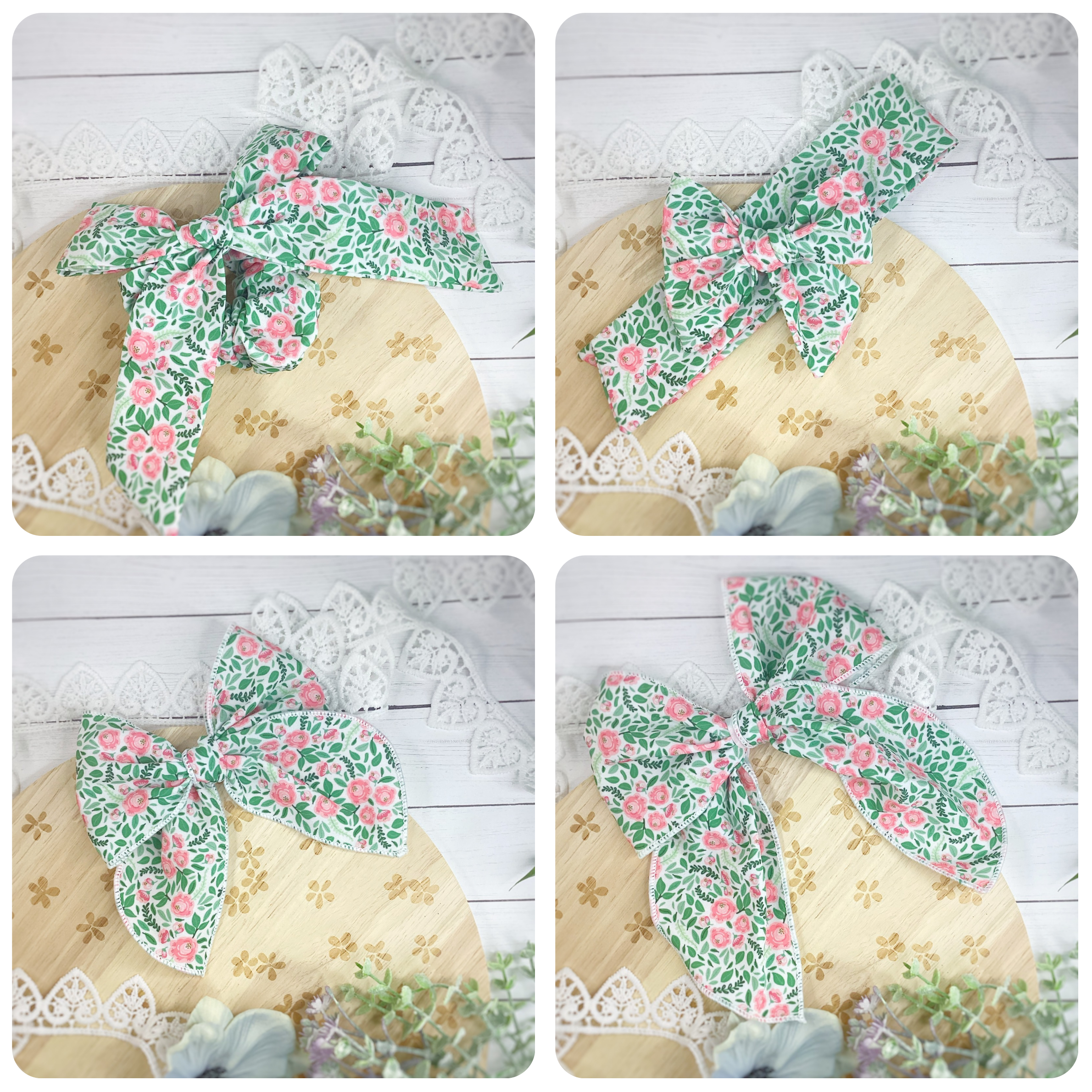 Peony Garden Bow Strip and Scrunchie Collection