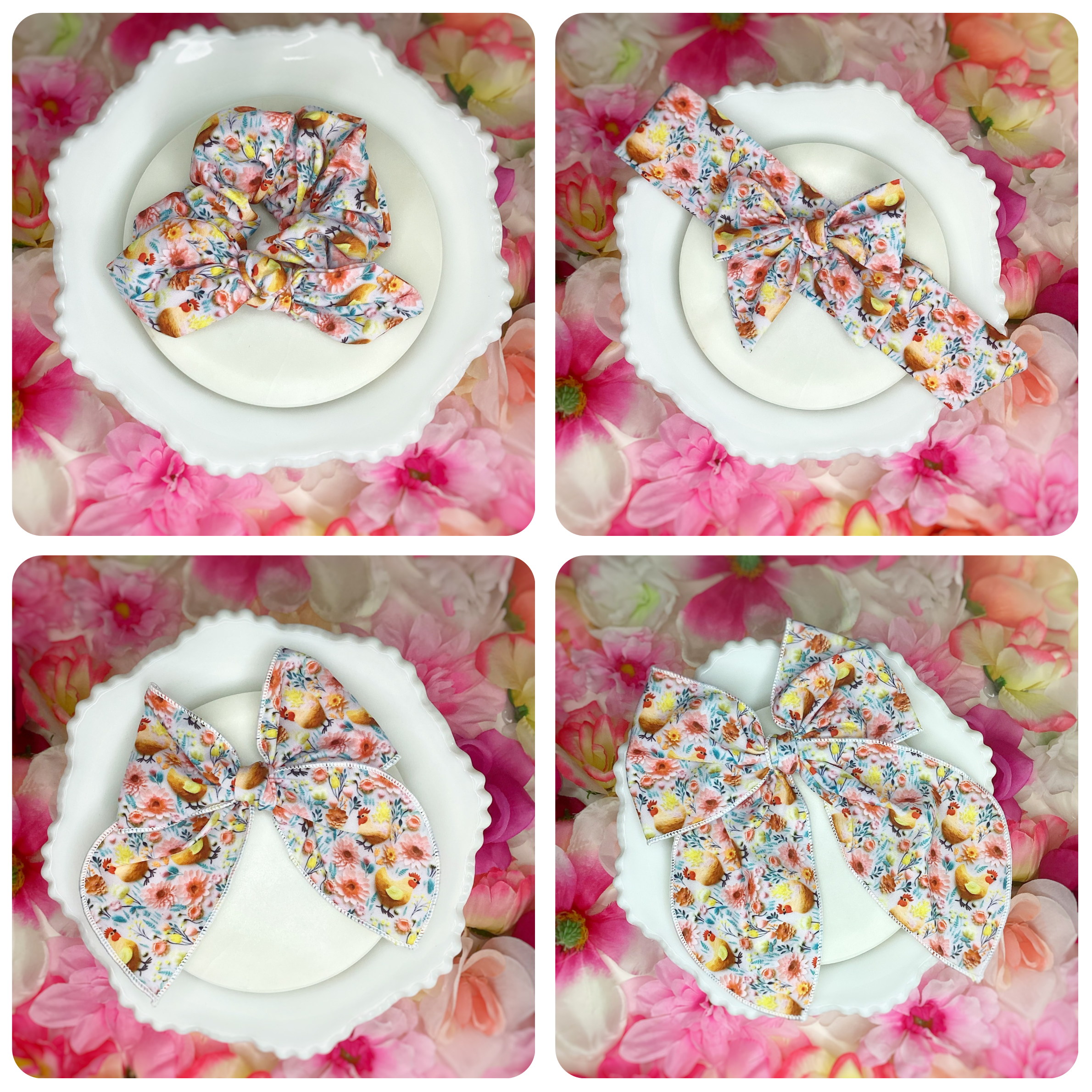 Spring Chickens Bow Strip and Scrunchie Collection