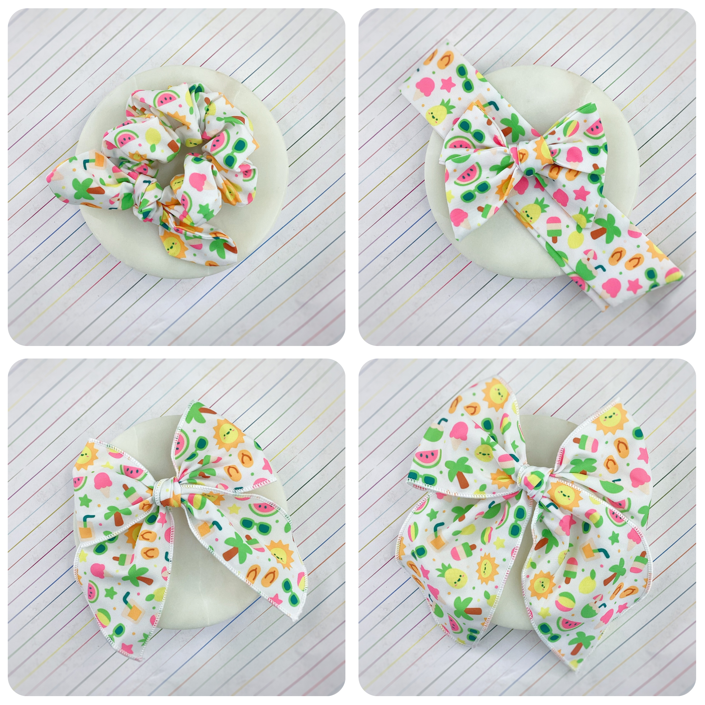 Summer Fun Bow Strip and Scrunchie Collection