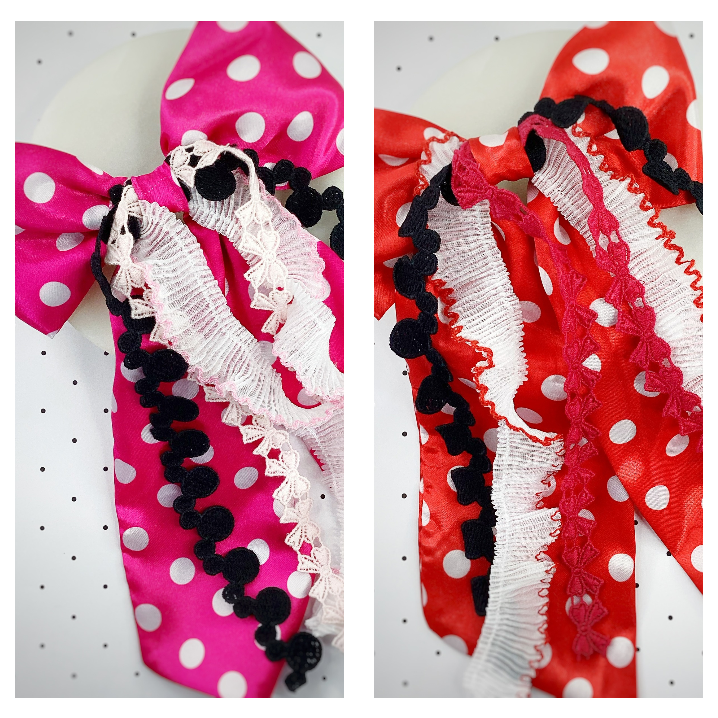 Mouse Polka Dots Satin OTT Finished Bow