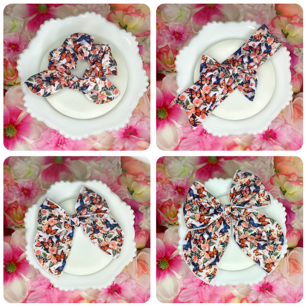 Monarch Butterflies Bow Strip and Scrunchie Collection