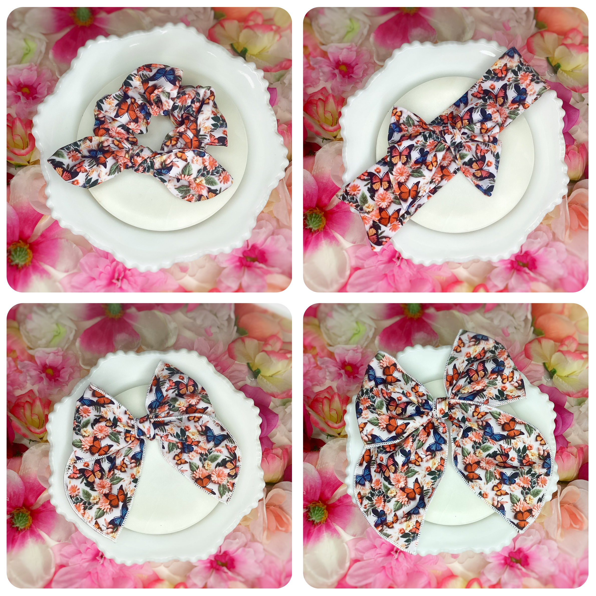 Monarch Butterflies Bow Strip and Scrunchie Collection