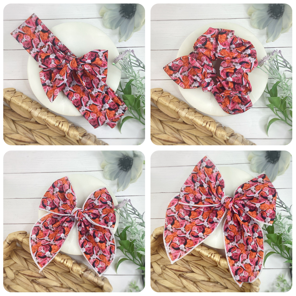 Longhorns and Roses Bow Strip and Scrunchie Collection