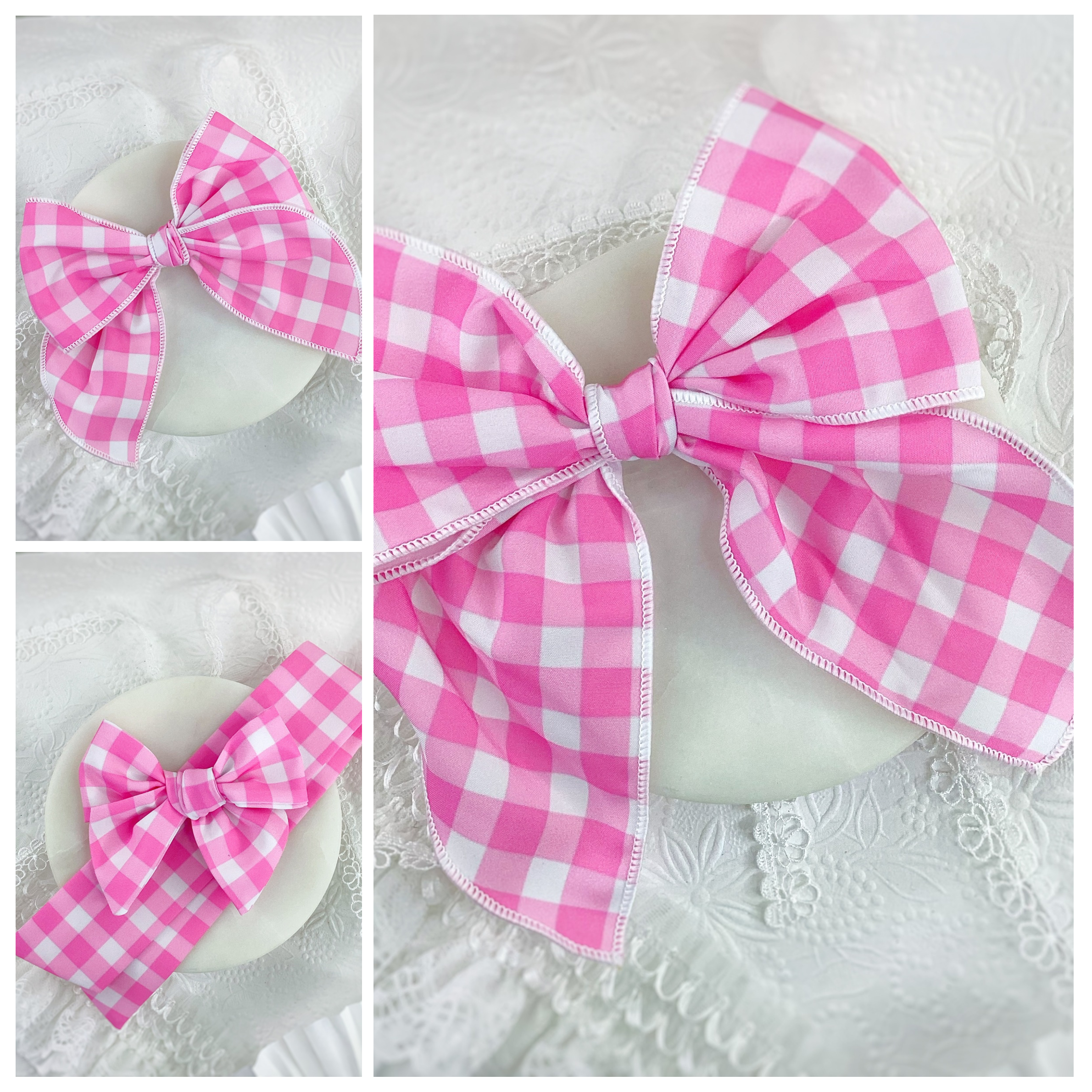 Pink Gingham Bow Strip Collection