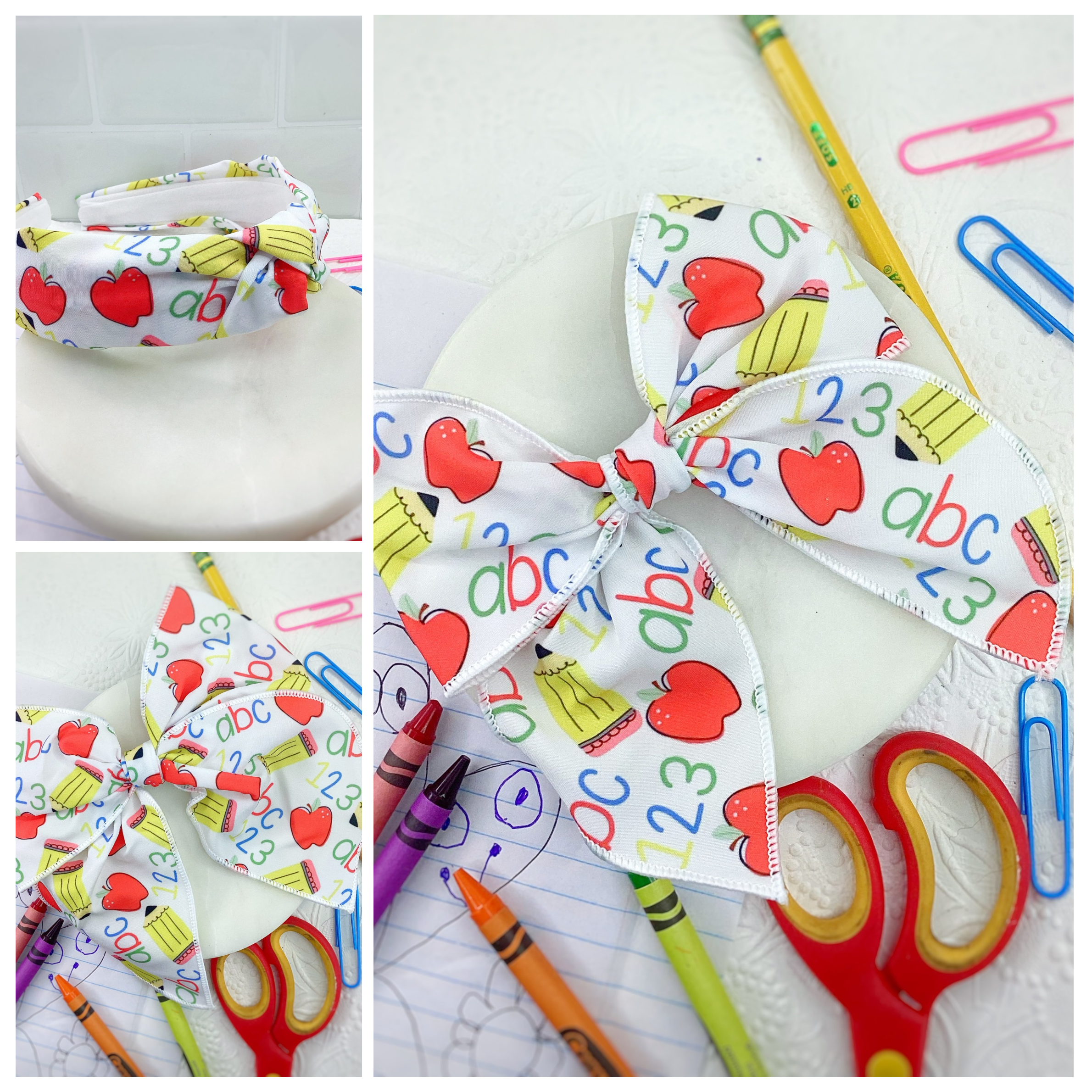 ABC 123 School Bow Strip and Headband Collection