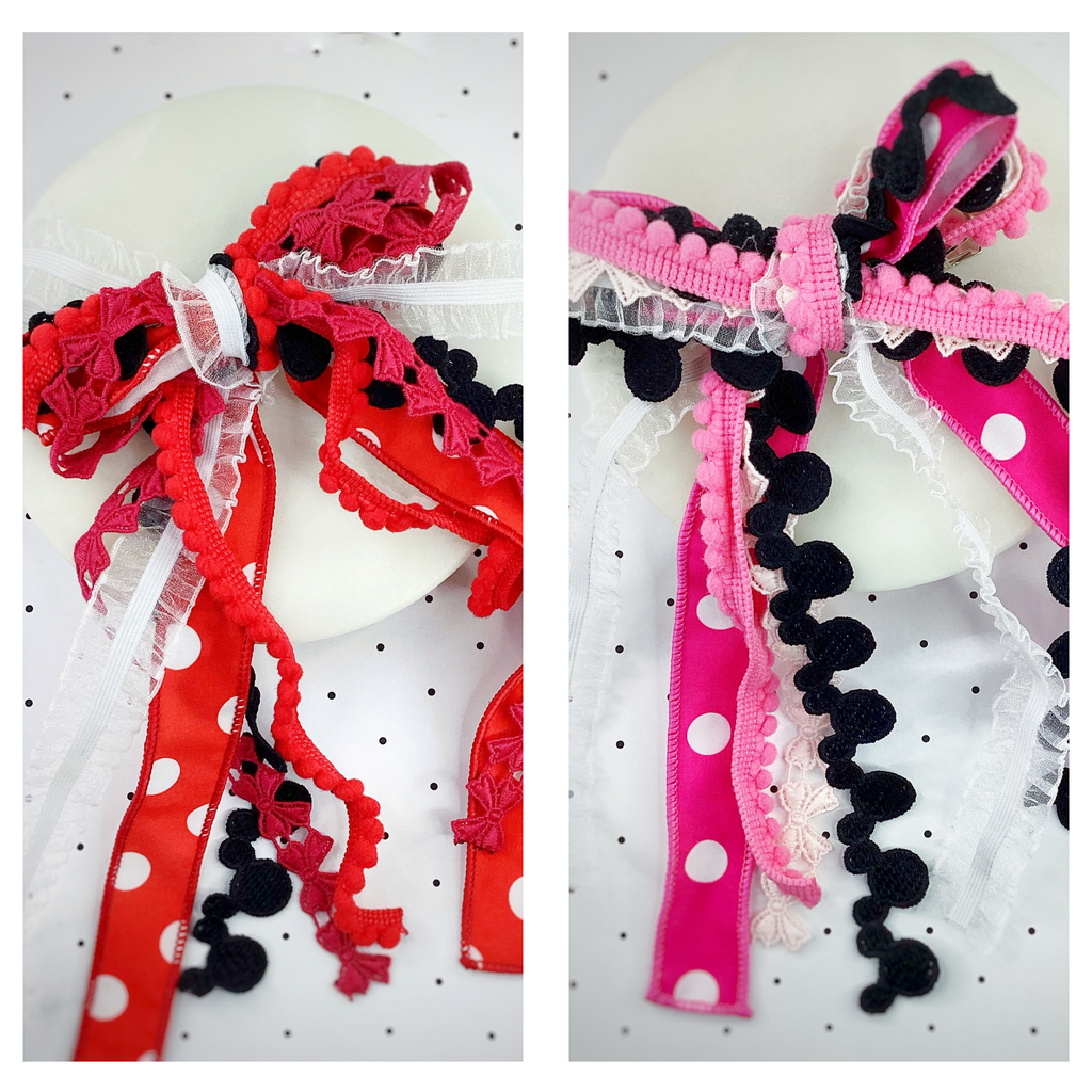 Mouse Polka Dots Messy Trim Bows