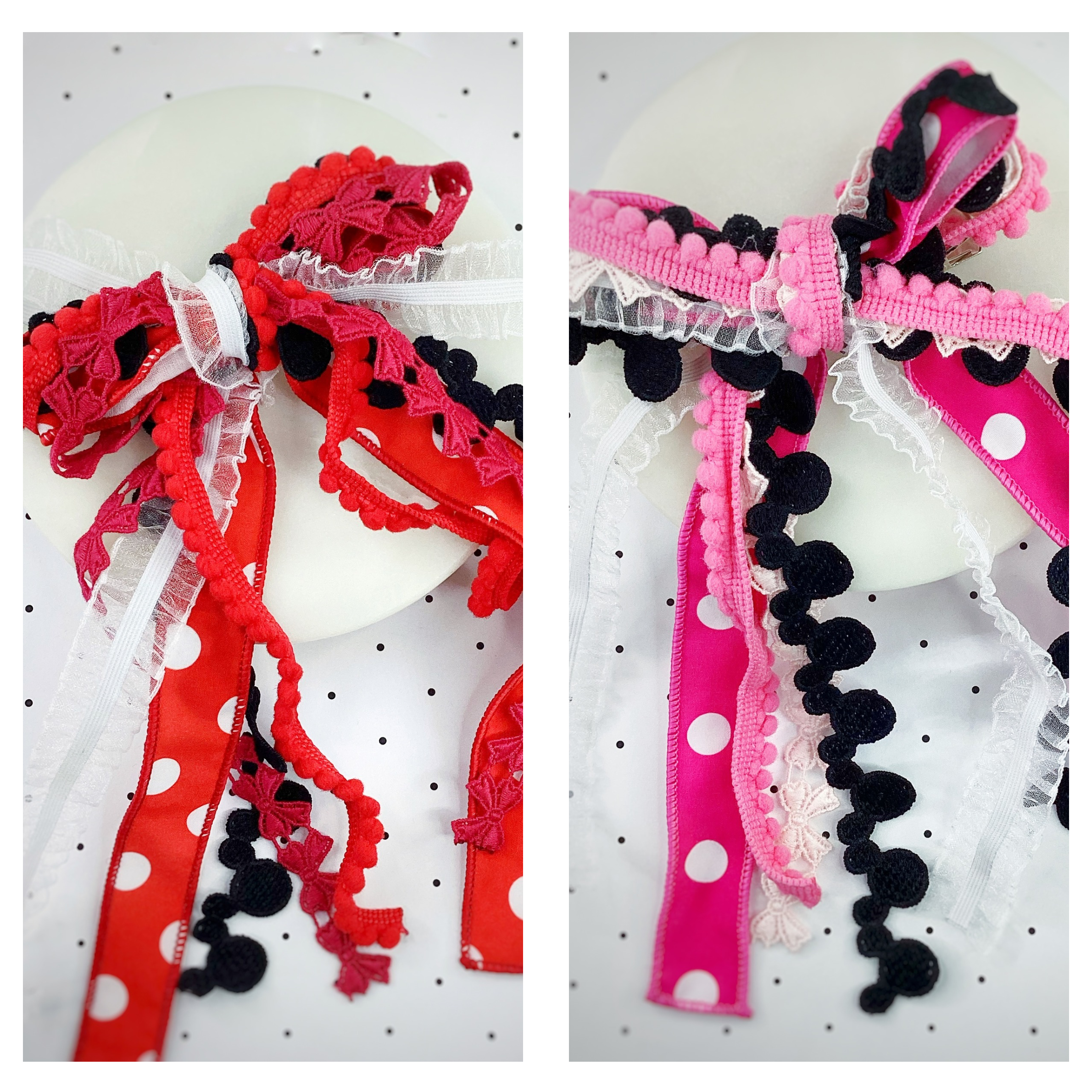 Mouse Polka Dots Messy Trim Bows