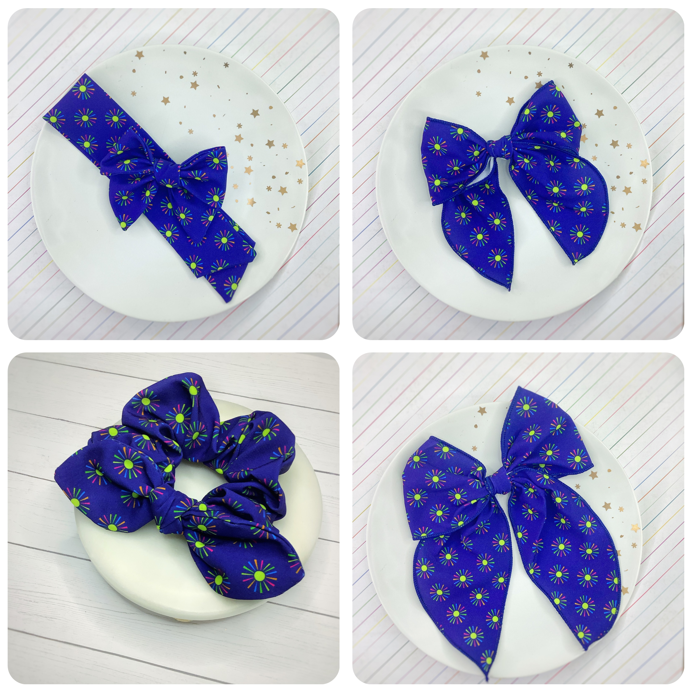 Neon Sunshine Bow Strip and Scrunchie Collection