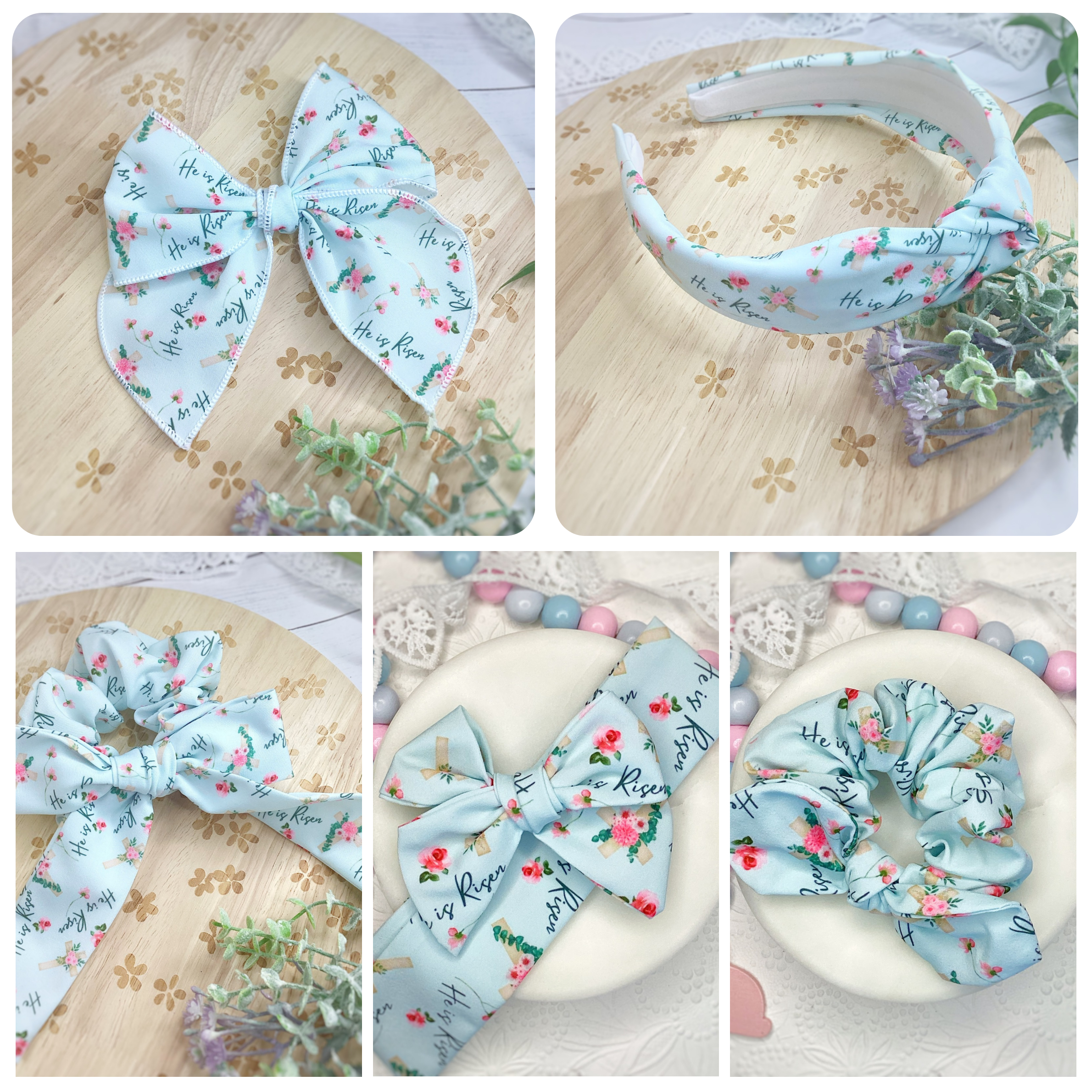 He Is Risen Bow Strip, Headband and Scrunchie Collection
