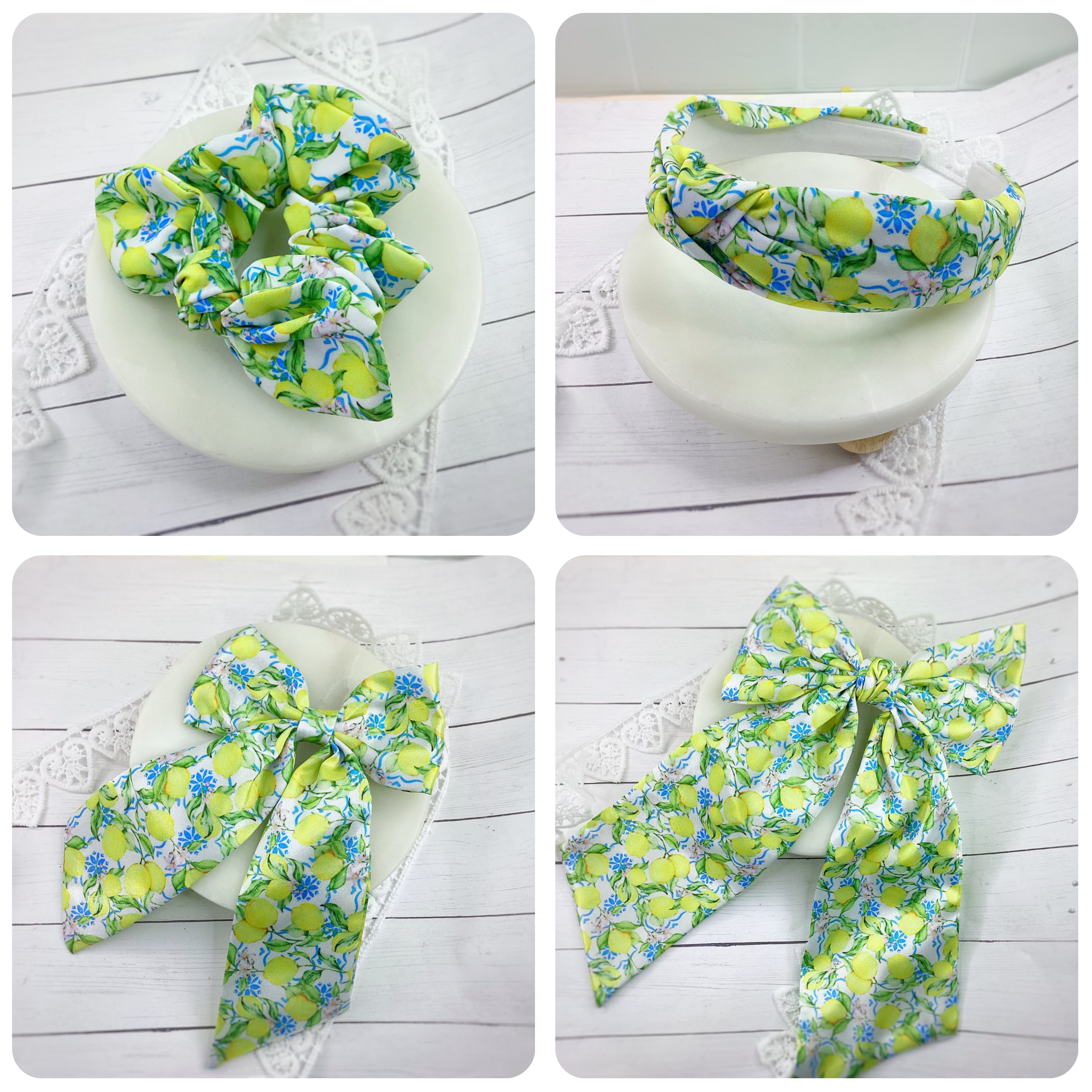 Tuscan Lemons Coquette Bow, Headband and Scrunchie Collection