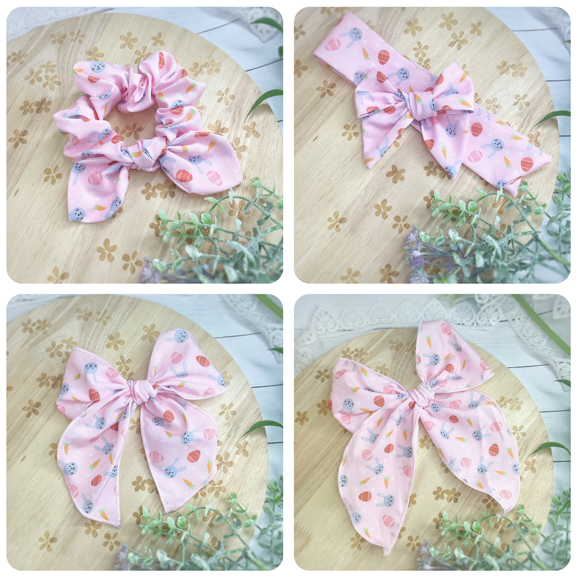 Bunnies and Eggs Bow Strip and Scrunchie Collection
