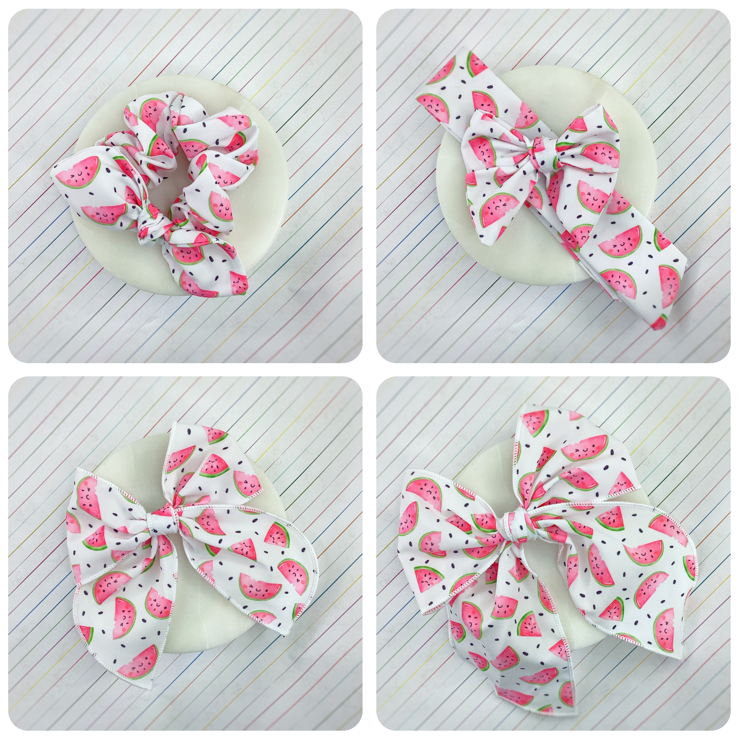 Pink Watermelons Bow Strip and Scrunchie Collection