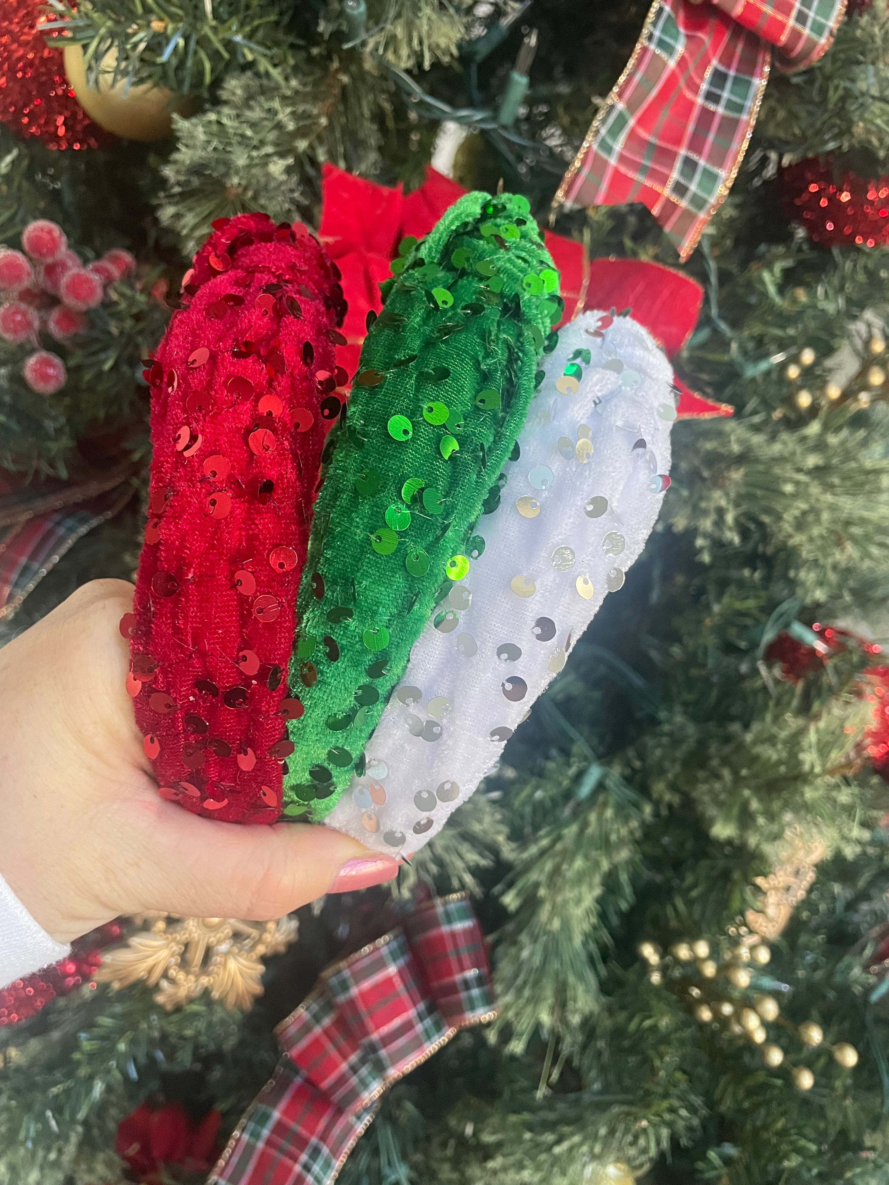 Velvet Sequin Knot Top Headband Collection