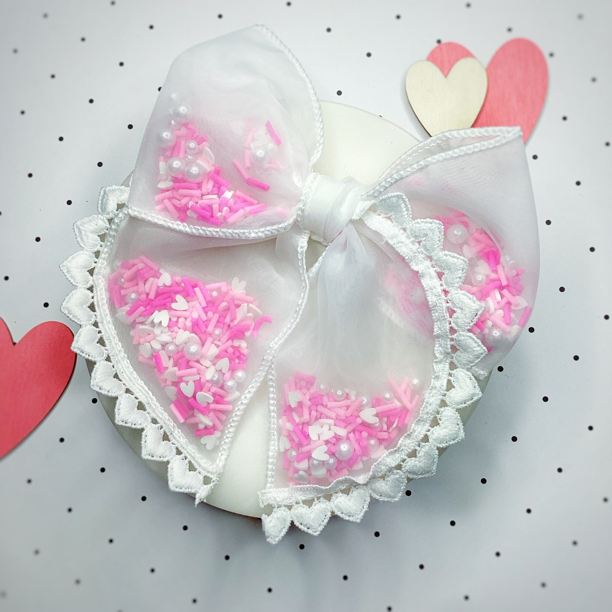 Pink Hearts Shaker Bows